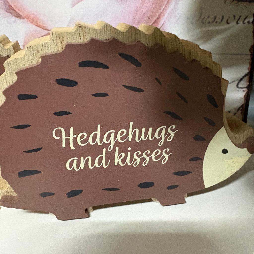 Pair of Wooden Hedgehog Ornaments