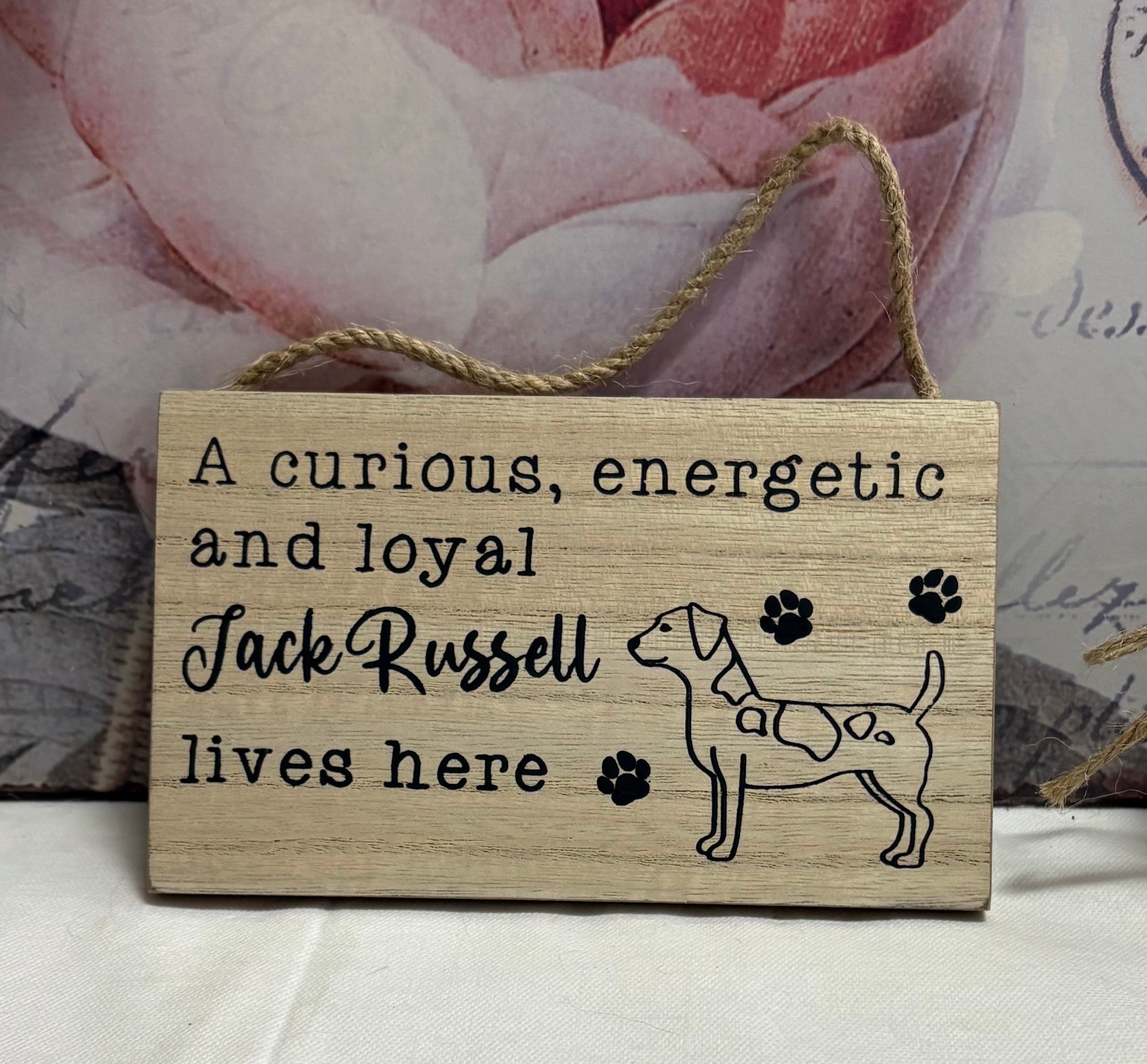 Jack Russell Hanging Dog Sign, 15cm