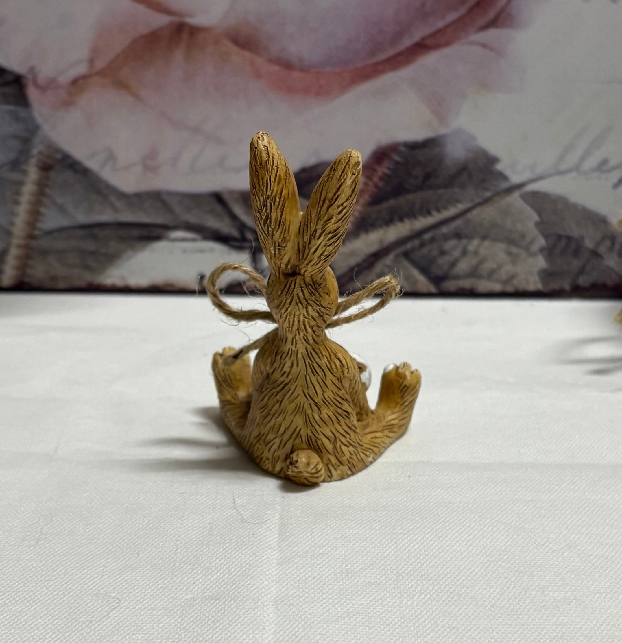 Sitting Brown Bunny with Sister Heart Figure Ornament