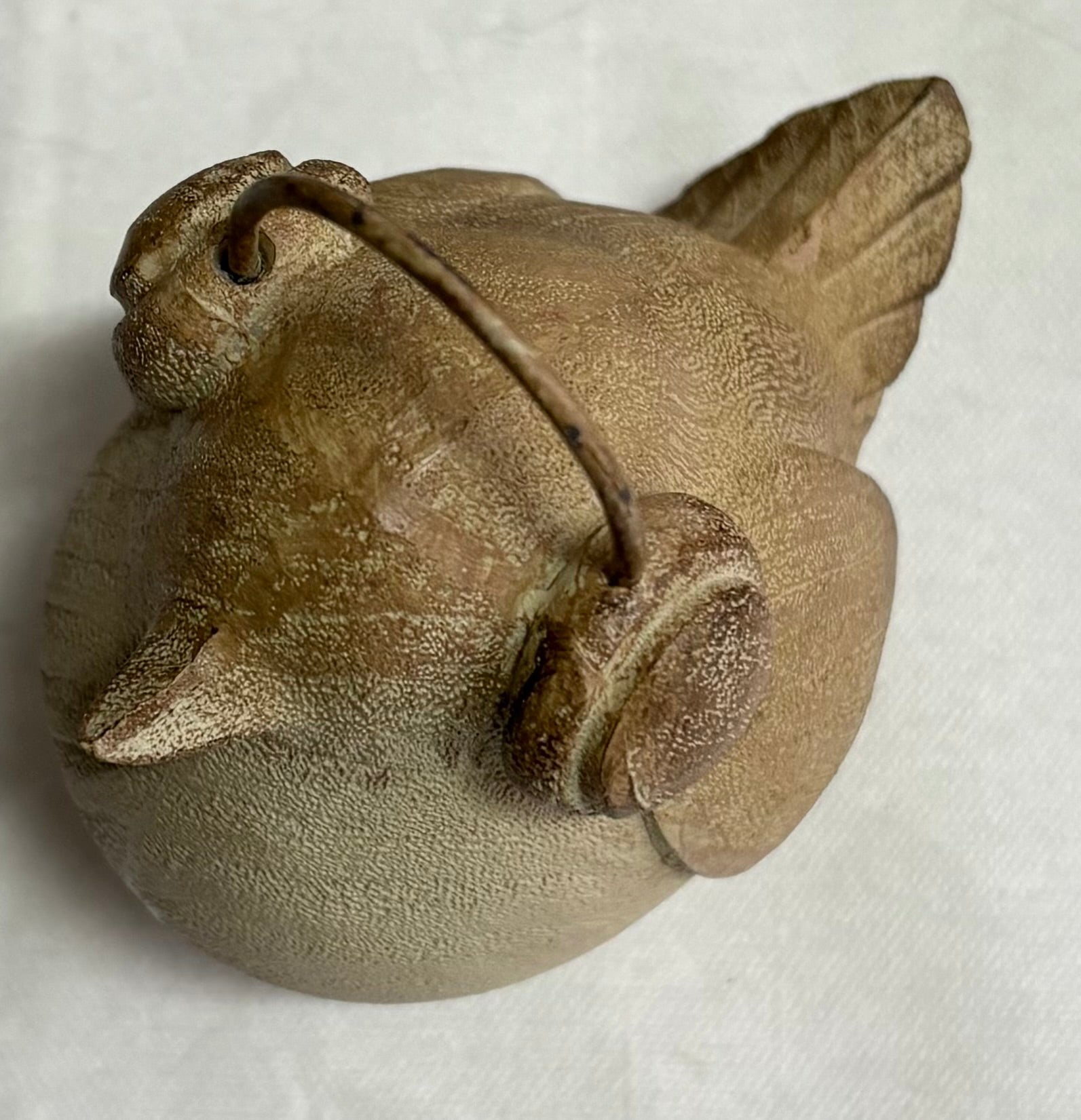 Pair of Chunky Wooden Bird Ornaments - Hat / Ear muffs