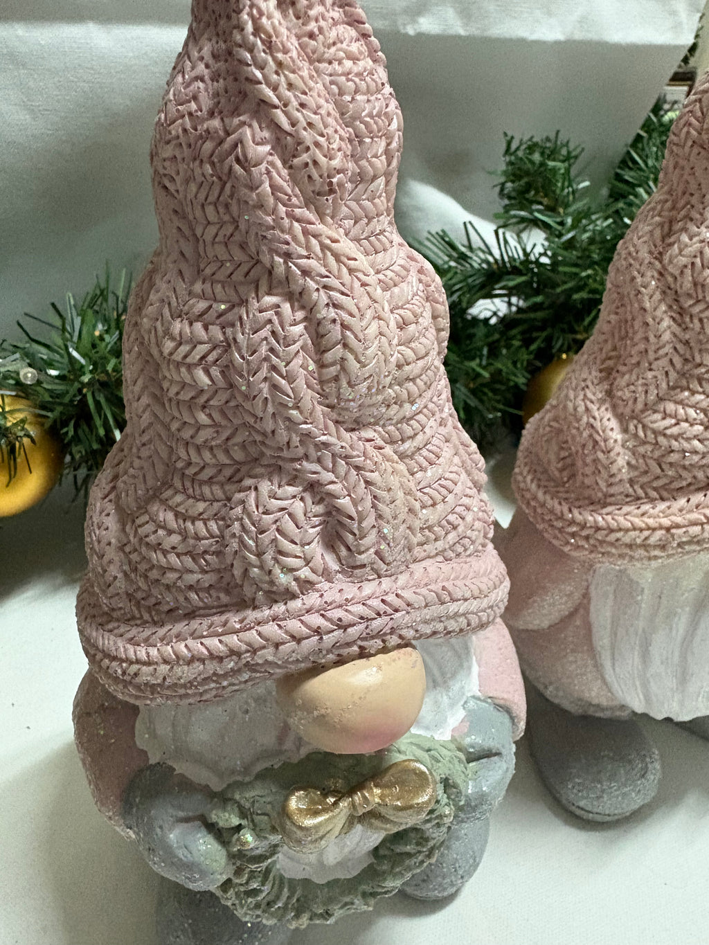 Pair of Pink Gonk Resin Christmas Decorations