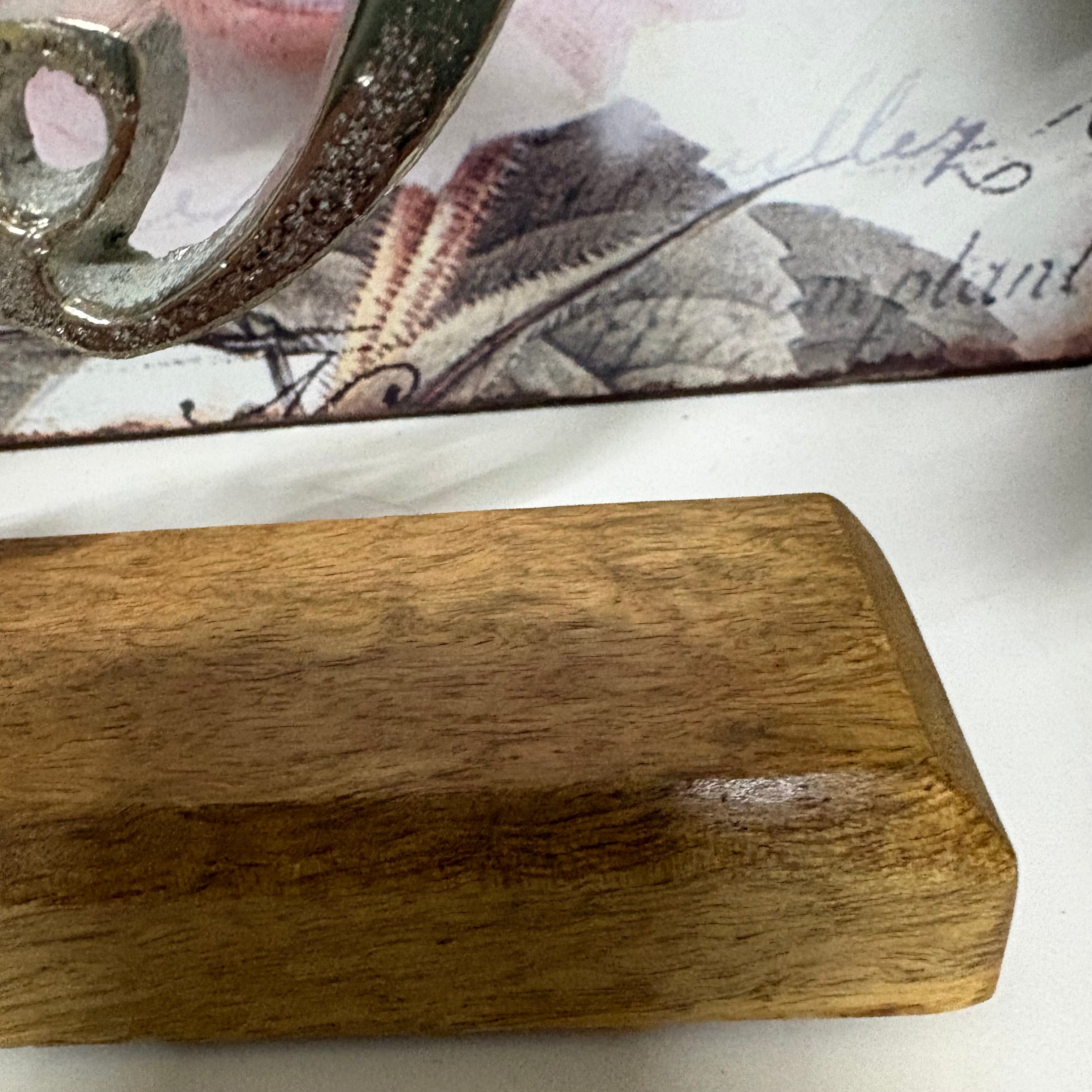 Aluminium Love Heart Metal Ornament in Wooden Block