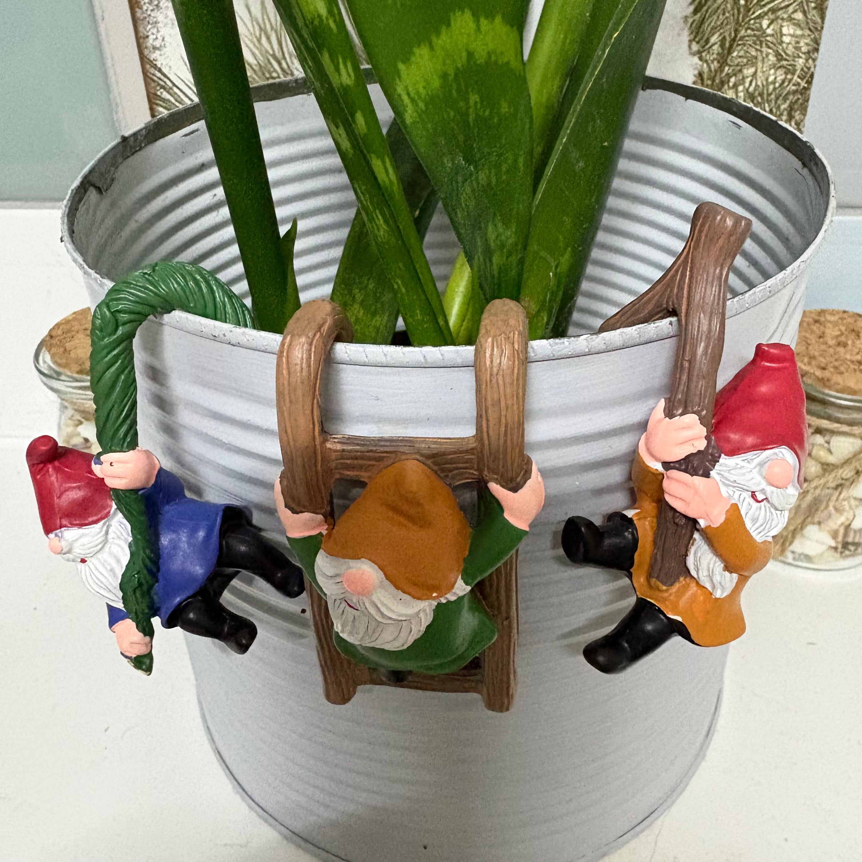 Set of 3 Gnome Resin Pot Hangers