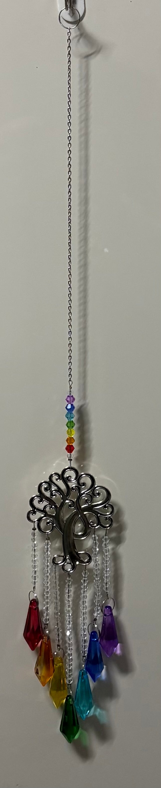 Tree of Life Rainbow Chakra Crystal Suncatcher
