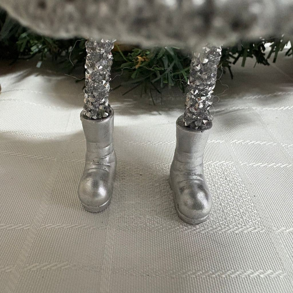Standing Mouse in Silver Dress Christmas Ornament