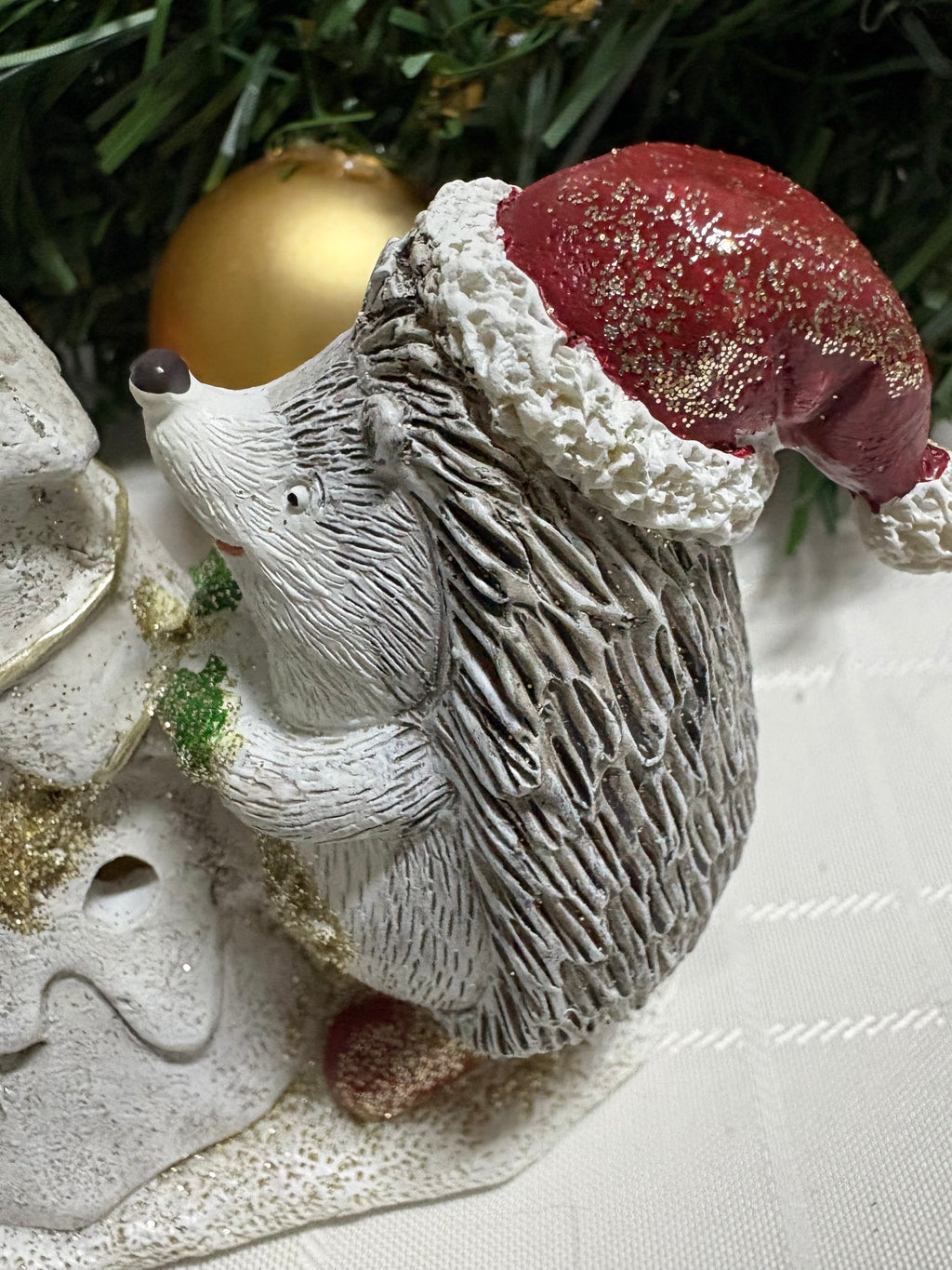Hedgehogs & Christmas Tree LED Light Up Resin Ornament
