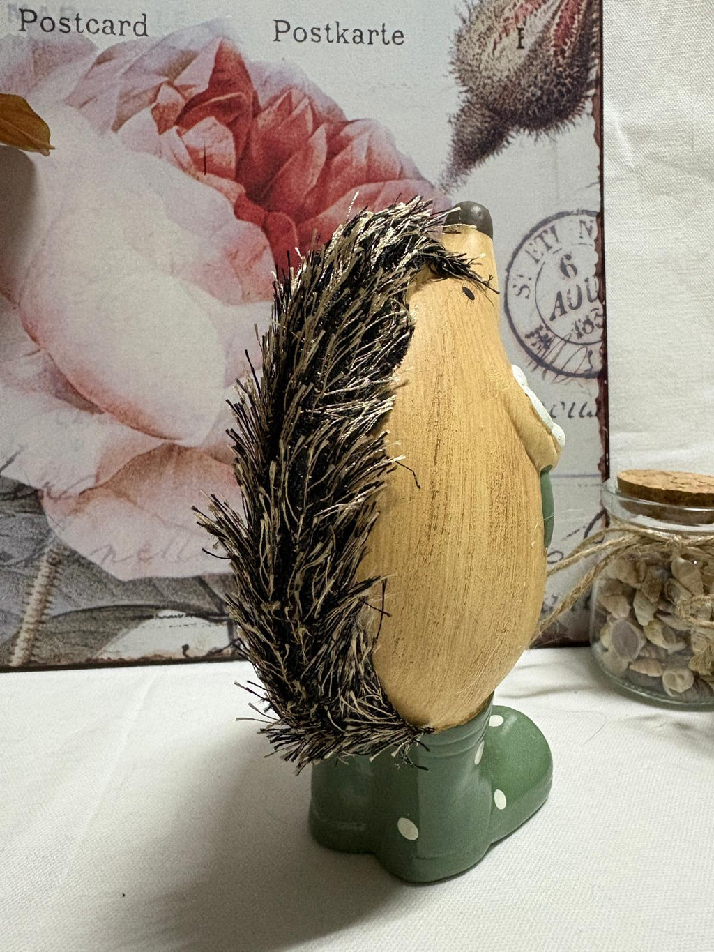 Hedgehog In Wellies With Flower Figure Ornament
