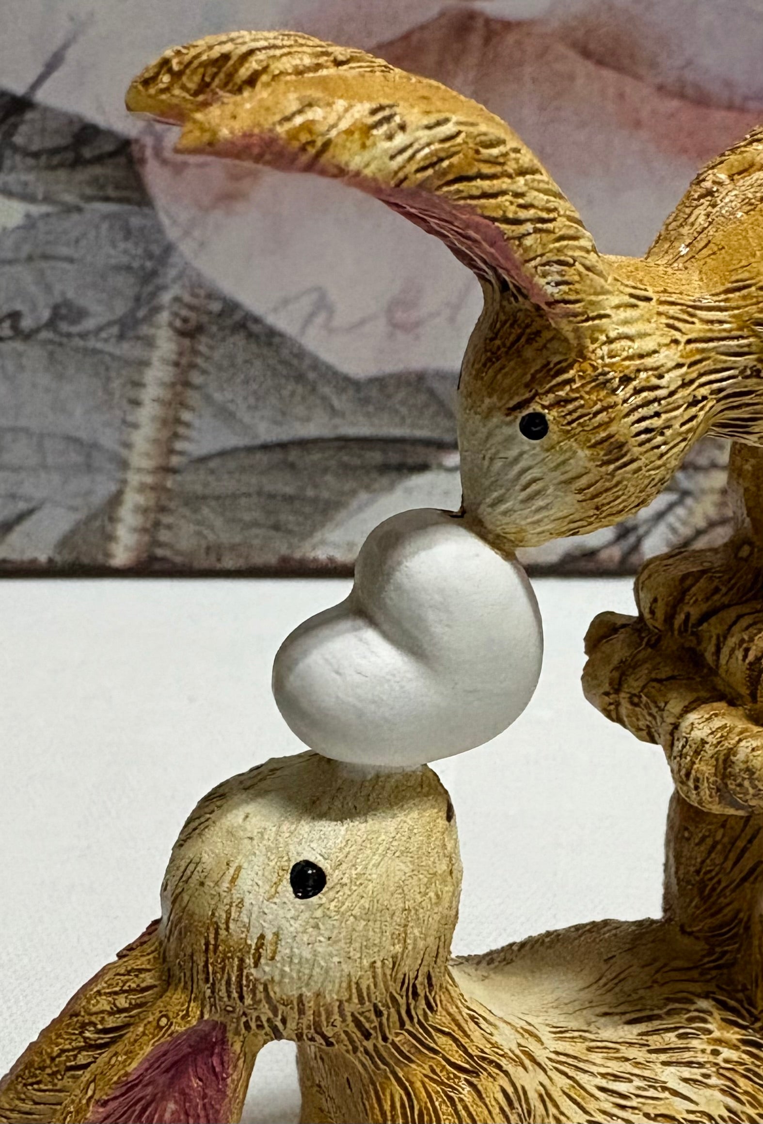 Kissing Bunnies Easter Ornament - White Heart