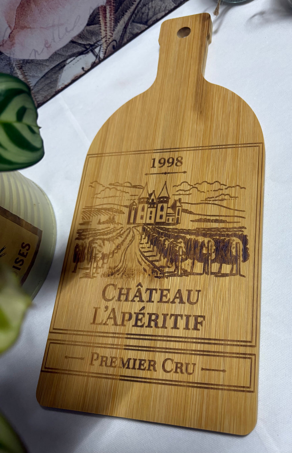 Vintage Bamboo Chopping / Serving Board with Design