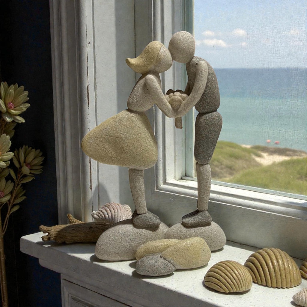 Boy and Girl Pebble Ornament