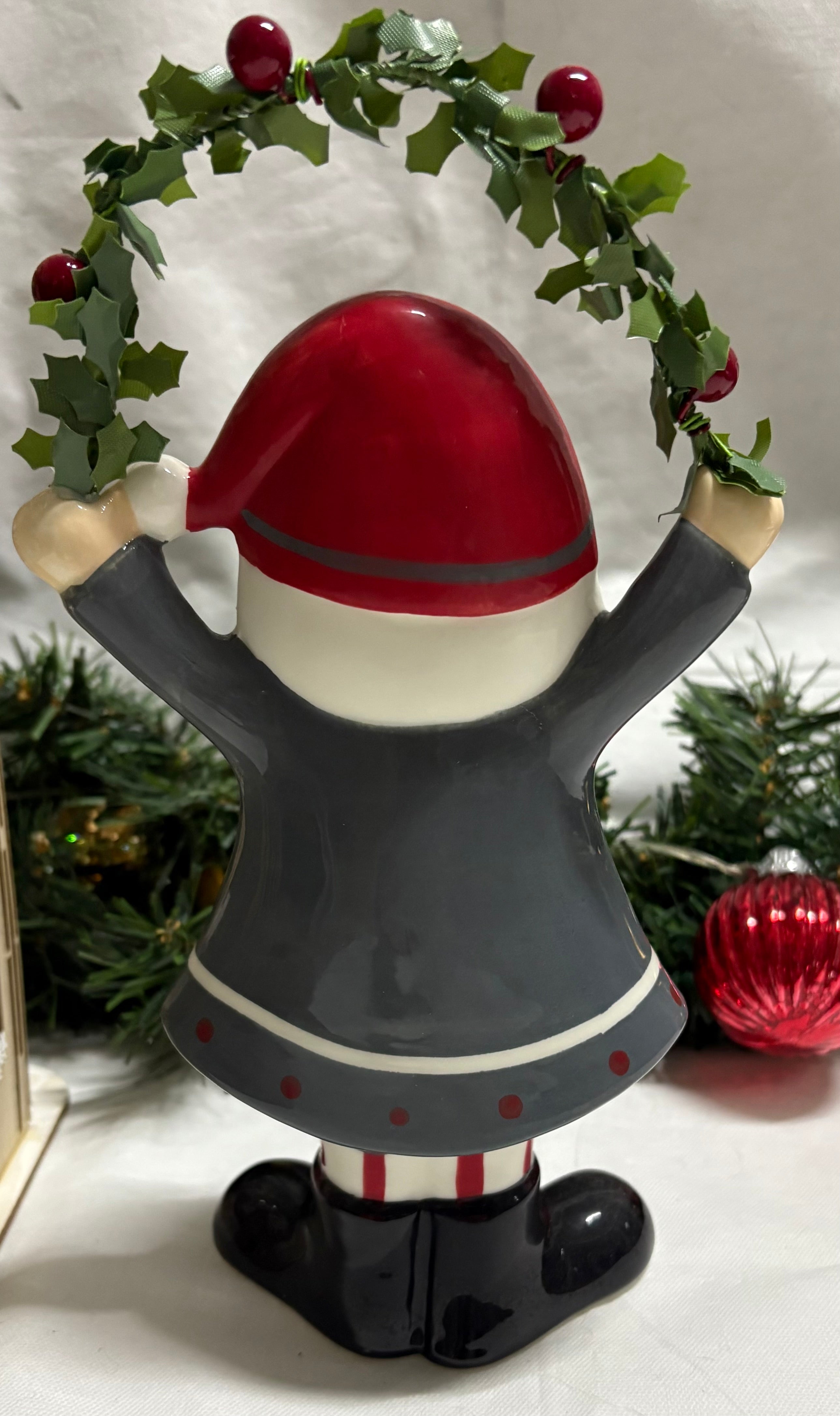 Ceramic Santa with Holly Garland Ornament