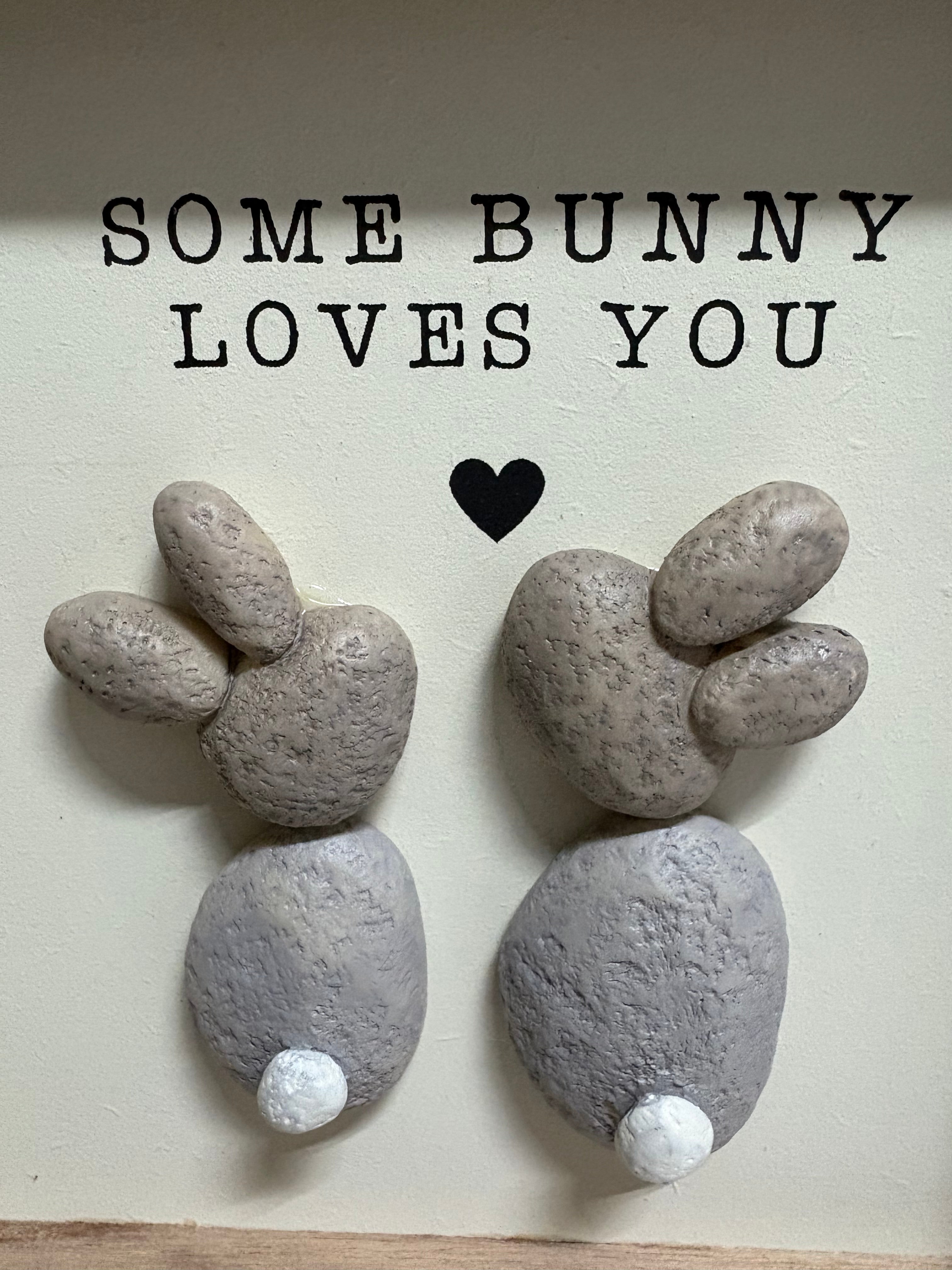 "Some Bunny Loves You" Wooden Photo Frame Pebble Picture, 13cm