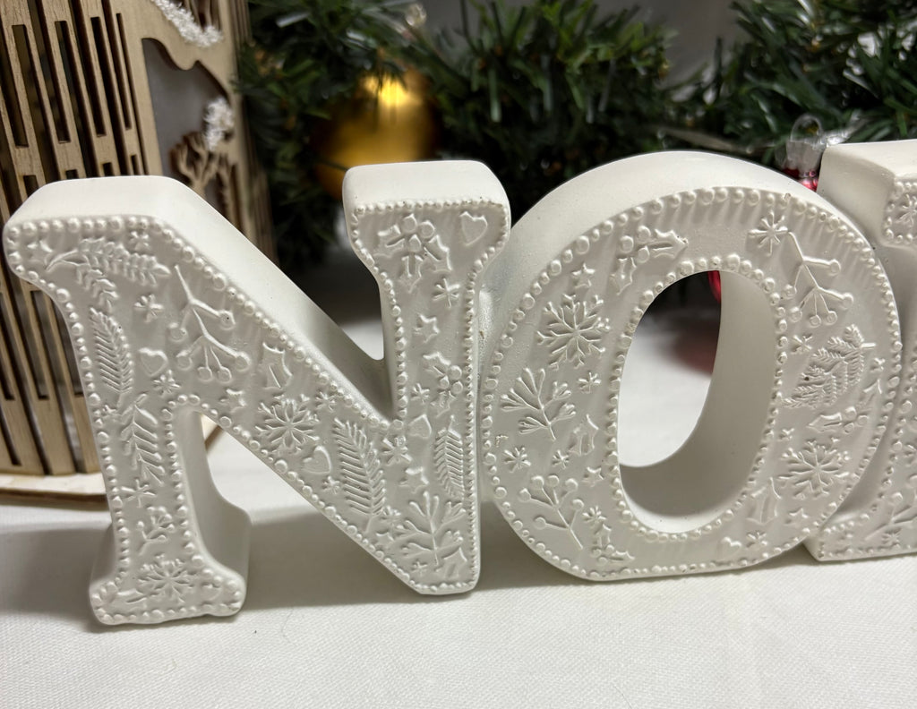 White Noel Resin Sign Christmas Decoration