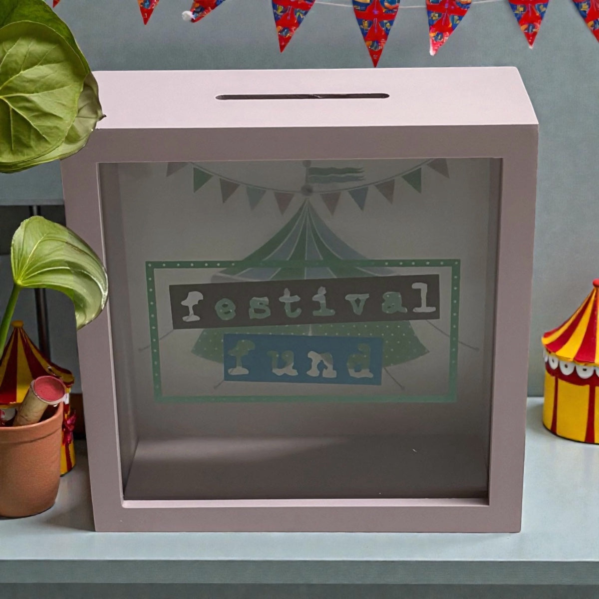 Large Wooden Festival Fund Money Box