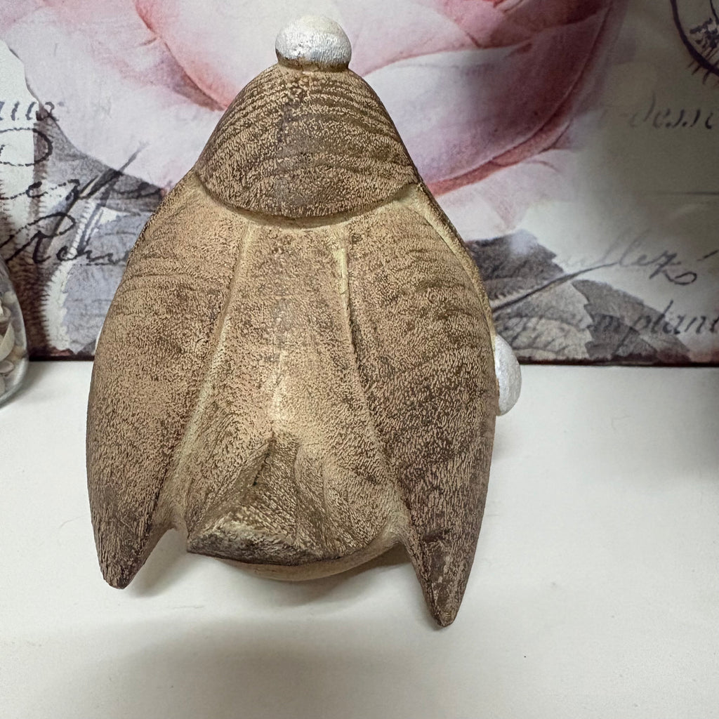 Pair of Chunky Wooden Bird Ornaments - Hat / Ear muffs