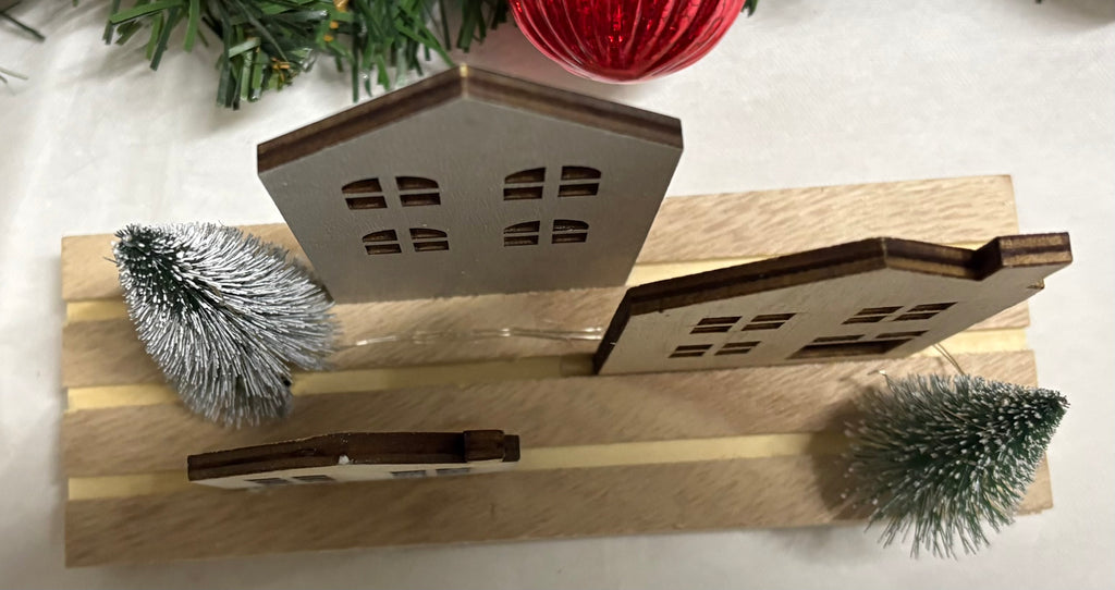 Light Up LED Wooden House & Tree Scene