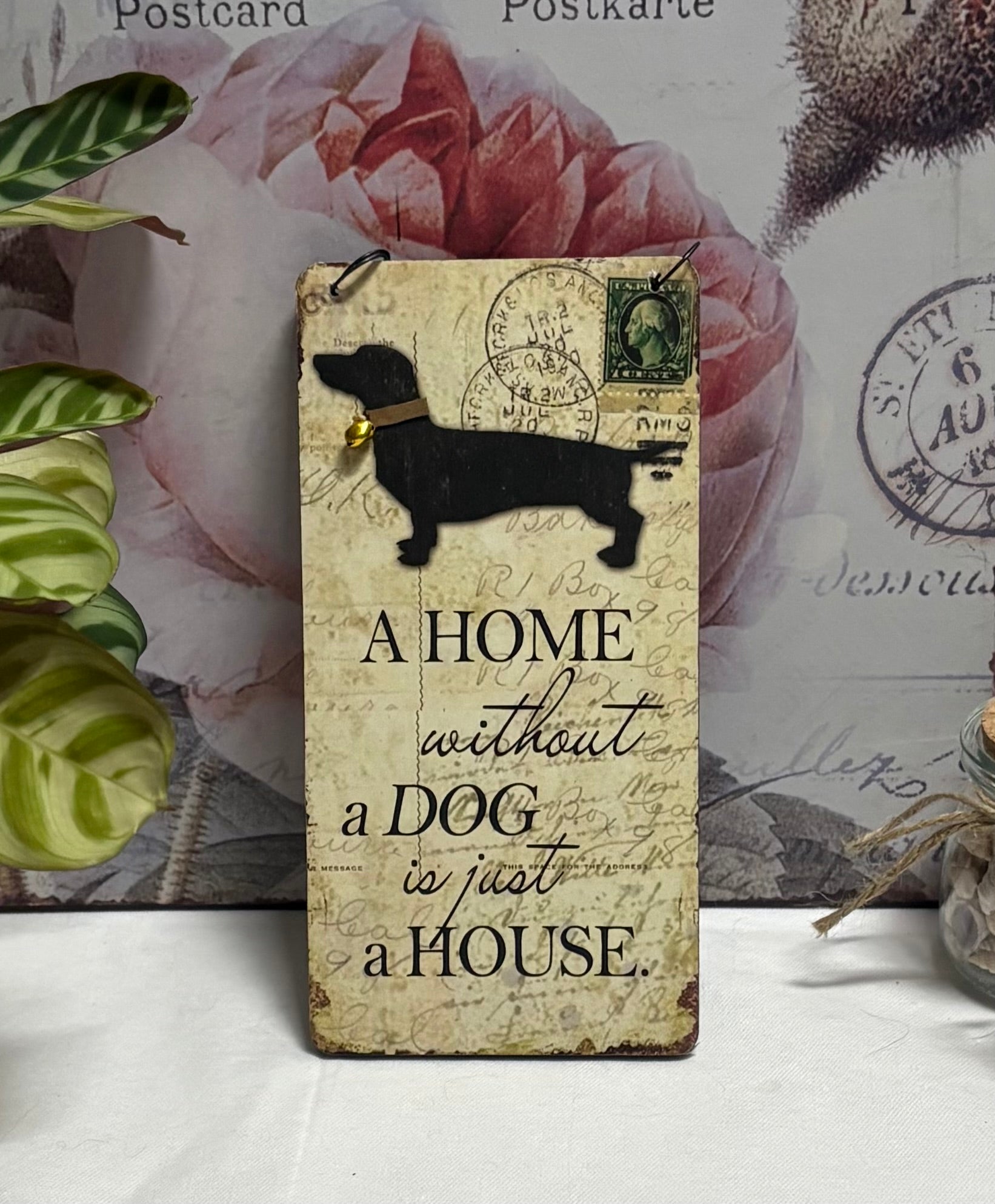 Hanging Wooden Dog Sign, 20cm