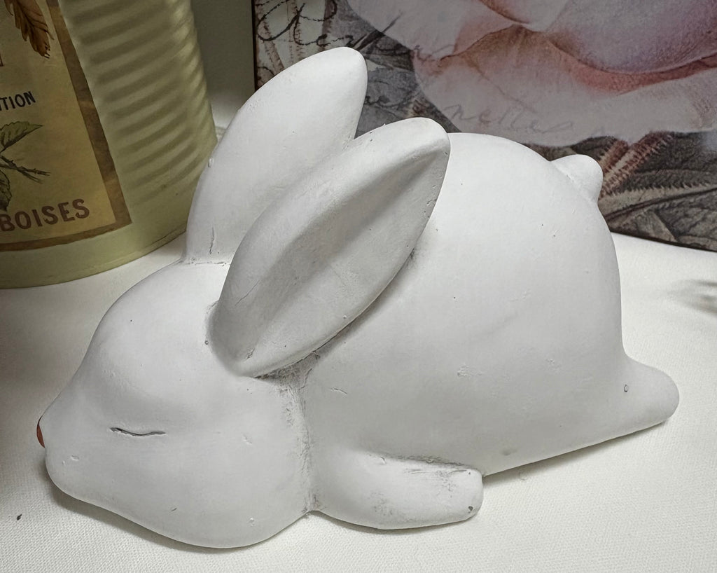 Heavy Cement Sleeping Rabbit Ornament