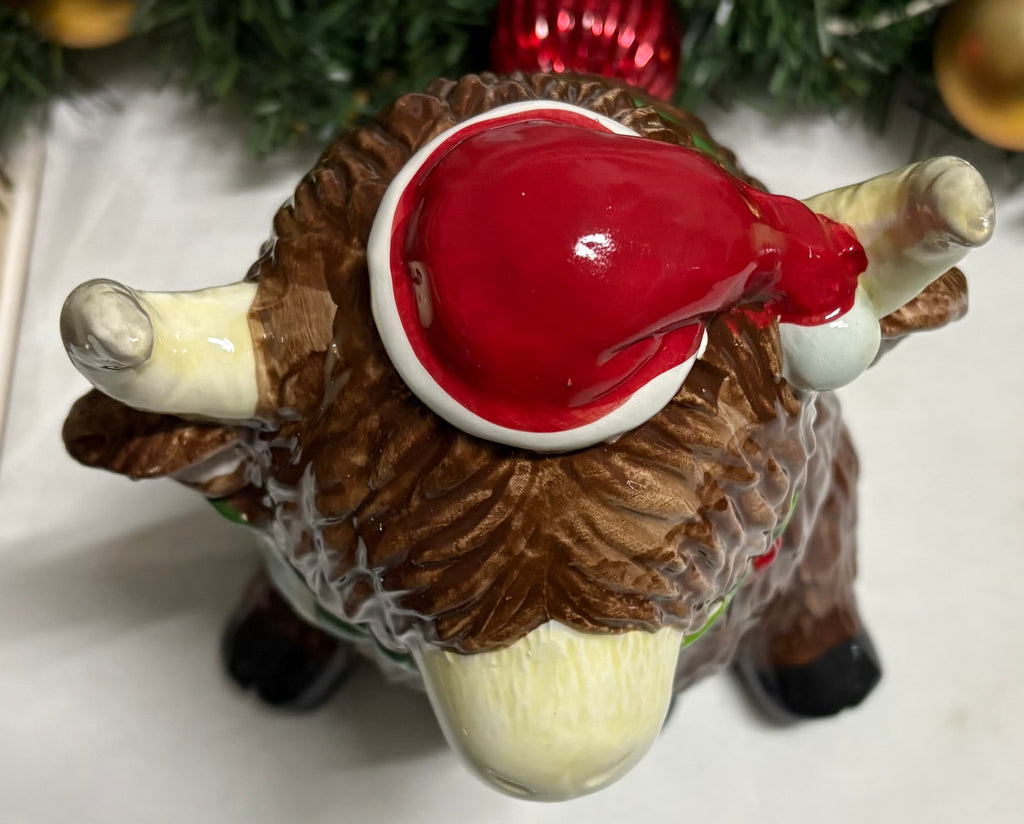 Highland Cow Christmas Cookie Jar