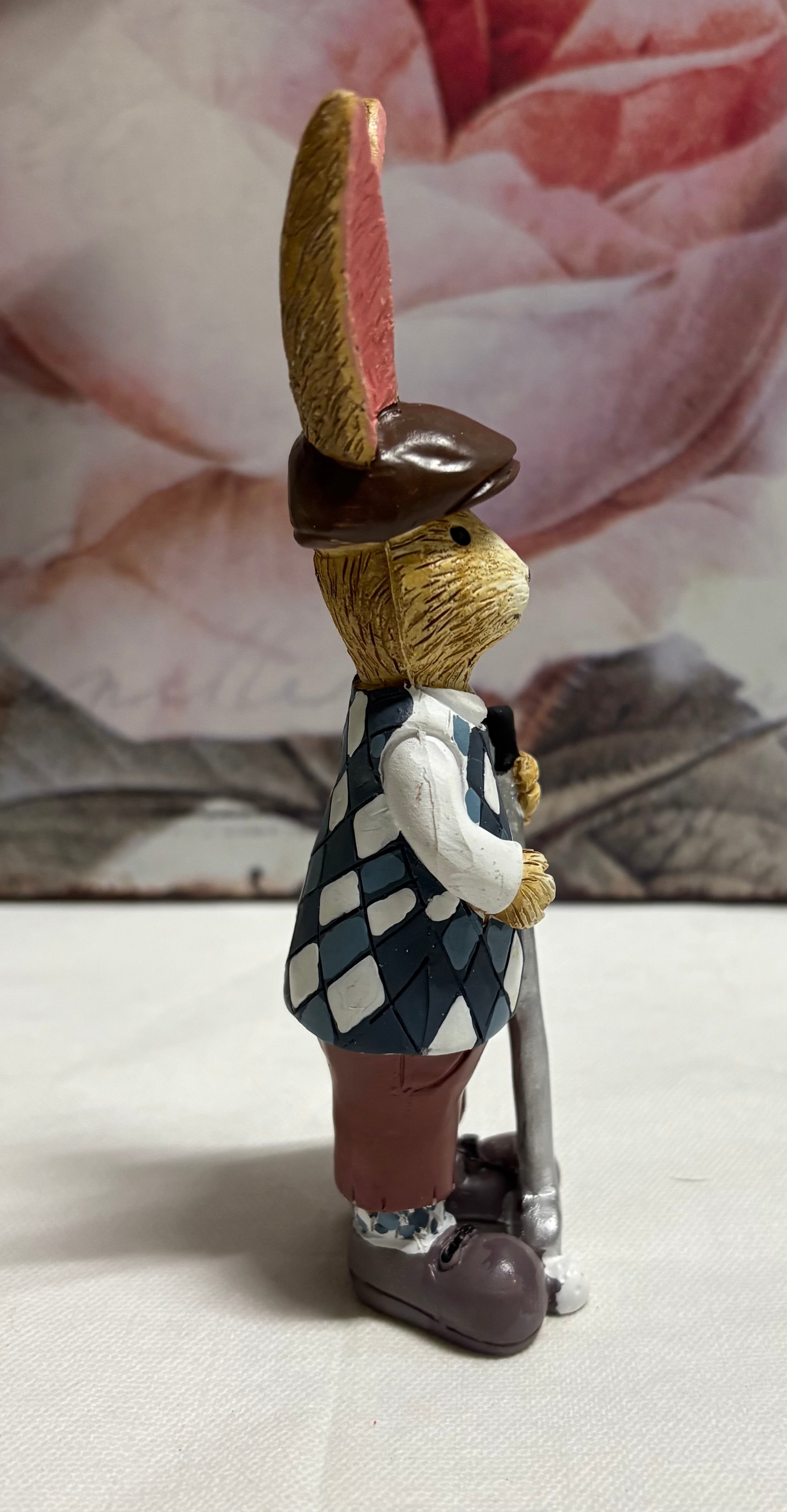 Standing Brown Golfer Bunny Hare Rabbit Figure Ornament