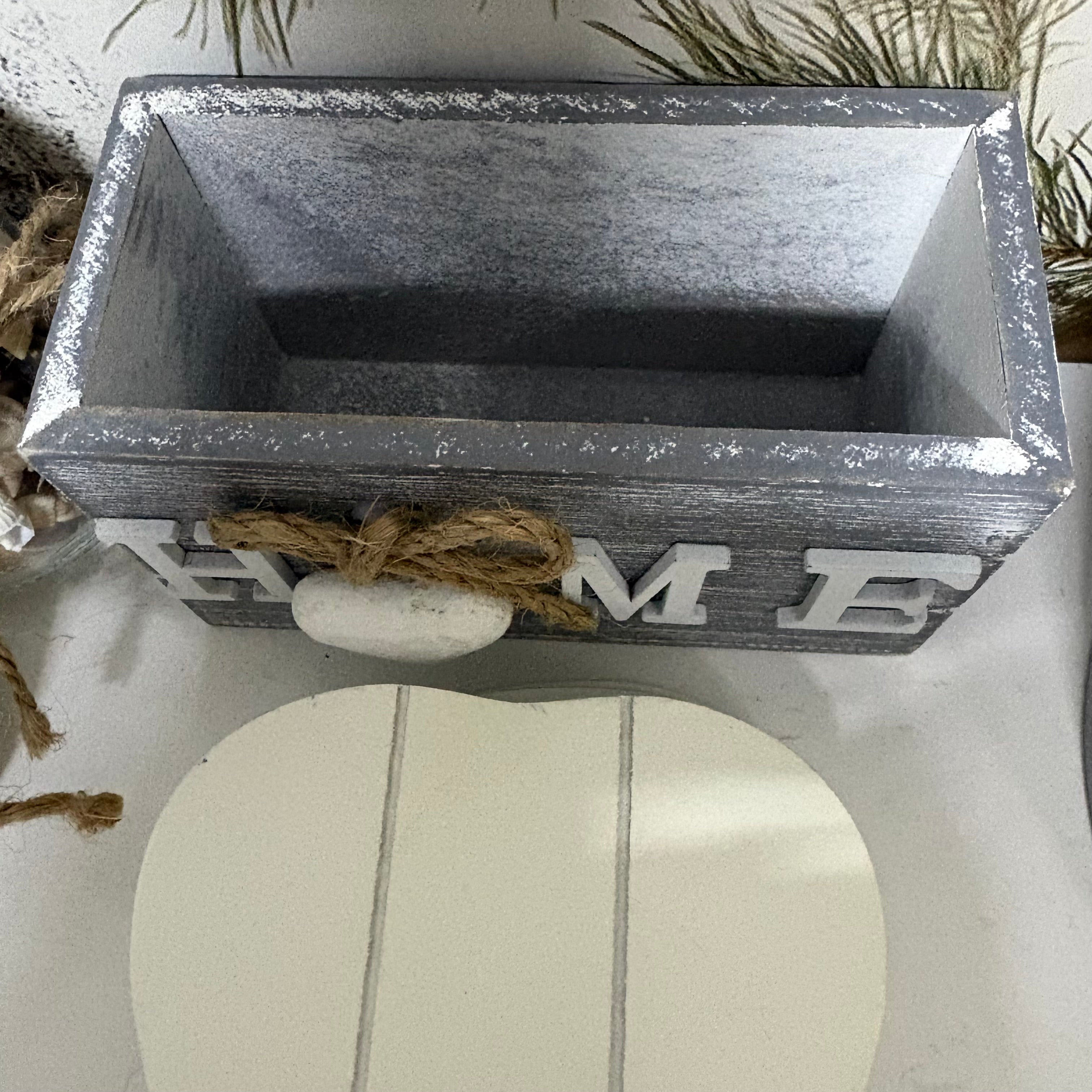 White Wooden Heart Coasters in Home Box