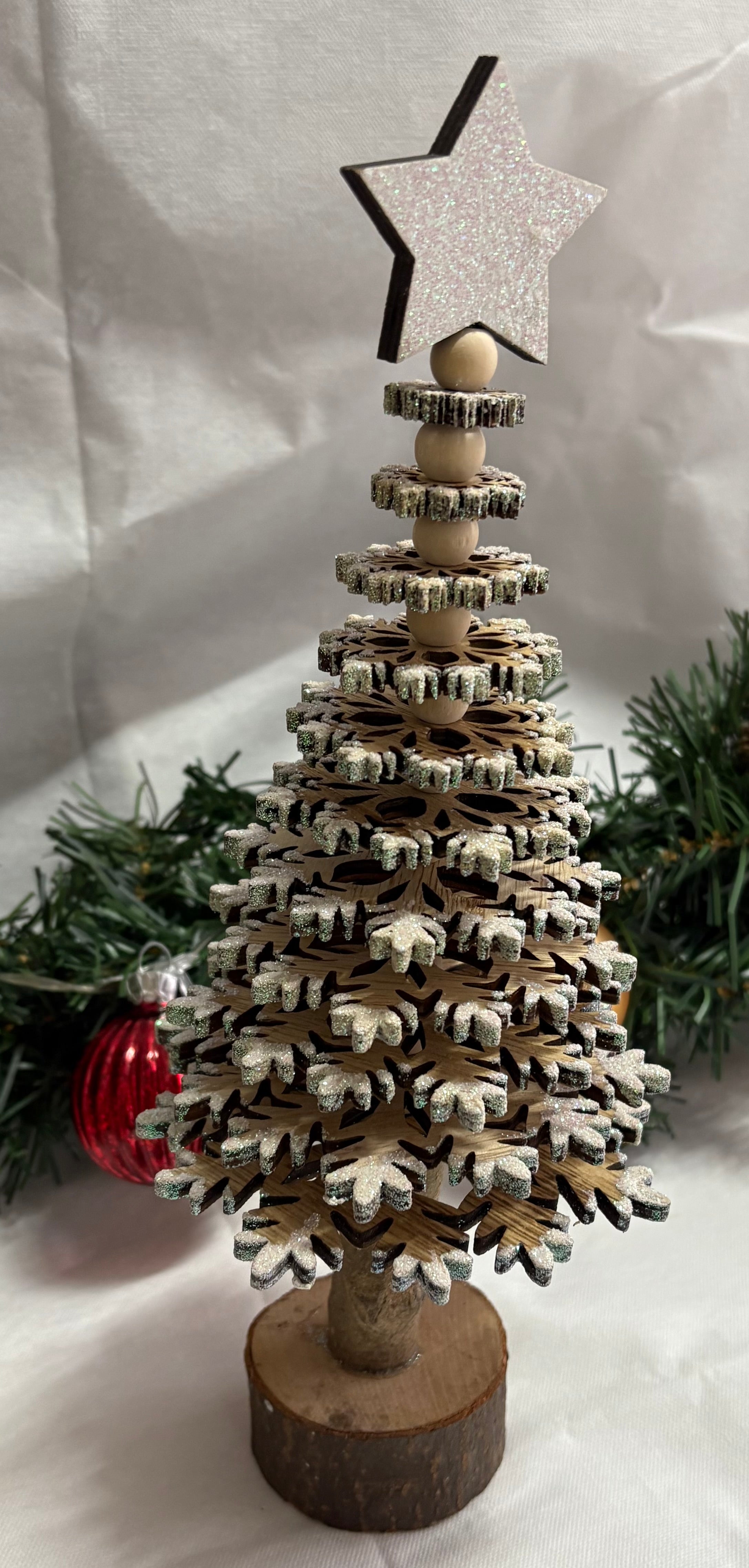 Gorgeous Glittery Wooden Christmas Tree Decoration