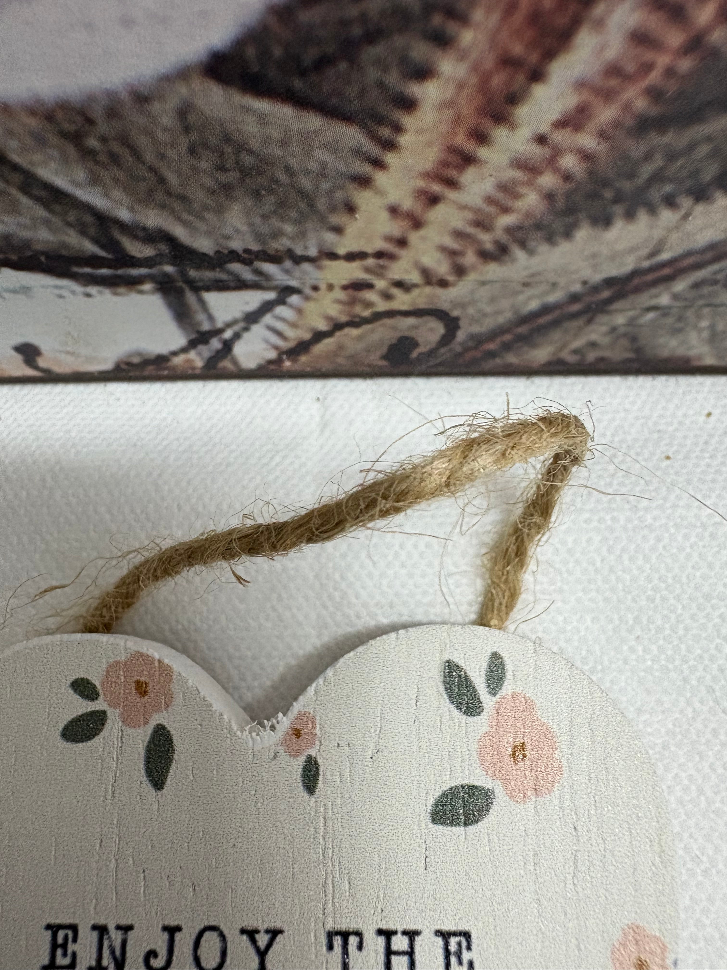 Enjoy The Little Things Heart Shaped Wooden Hanger, 6cm