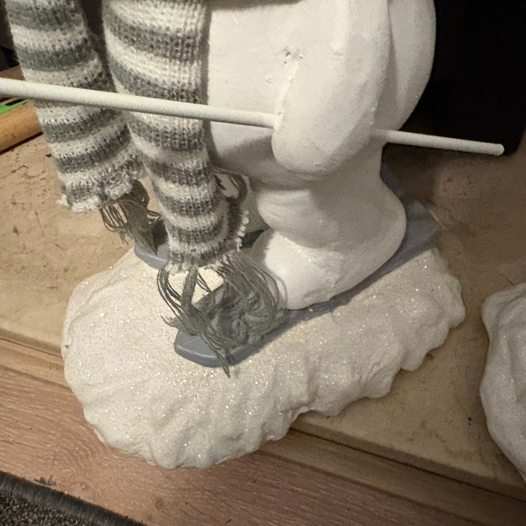 Pair of Resin Skiing Snowman Figures