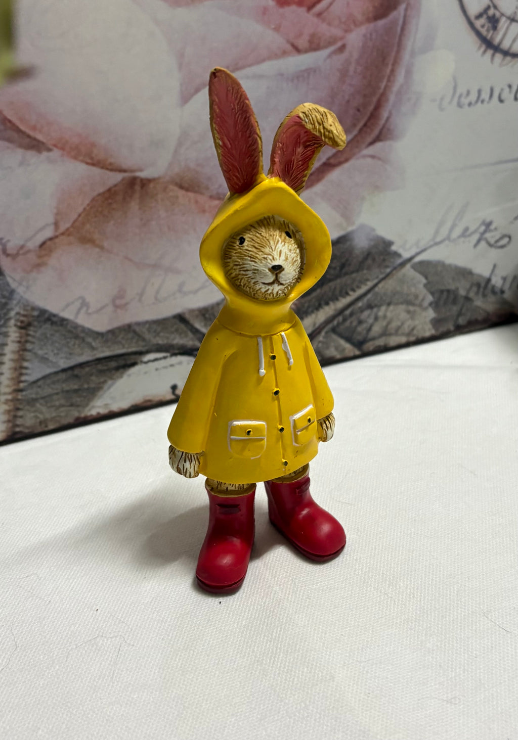Standing Brown Raincoat Bunny Rabbit Hare Figure Ornament