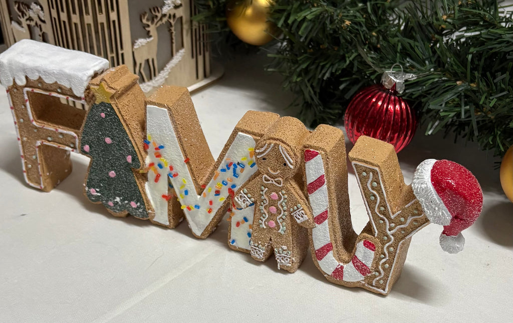 Gingerbread Resin Family Sign Christmas Ornament