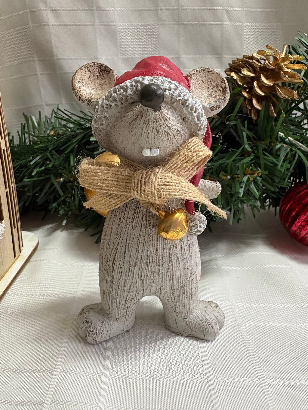 Standing Mouse With Santa Hat Christmas Ornament - 2 Sizes