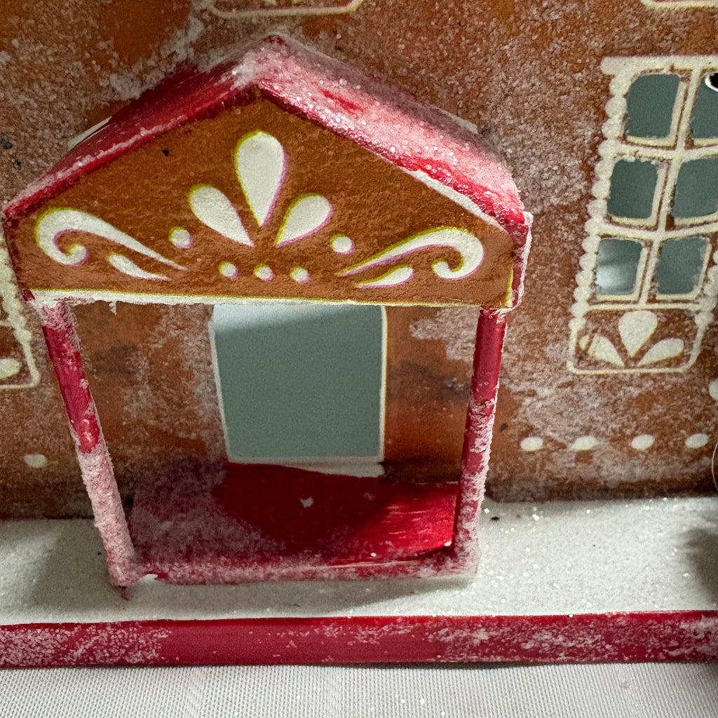 Metal Gingerbread House Christmas Ornament with door