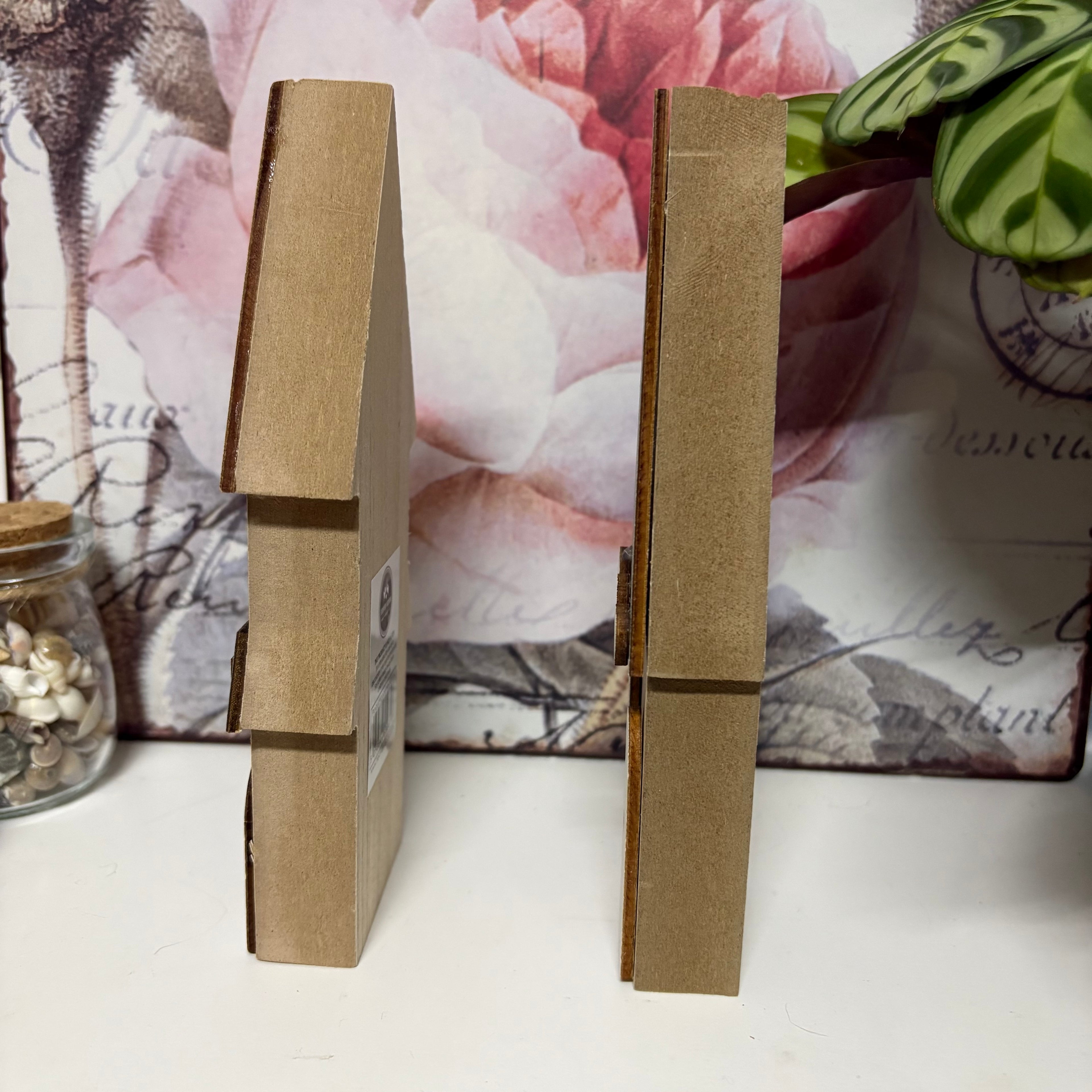 Pair of Large Wooden Flower Shop & House Ornaments