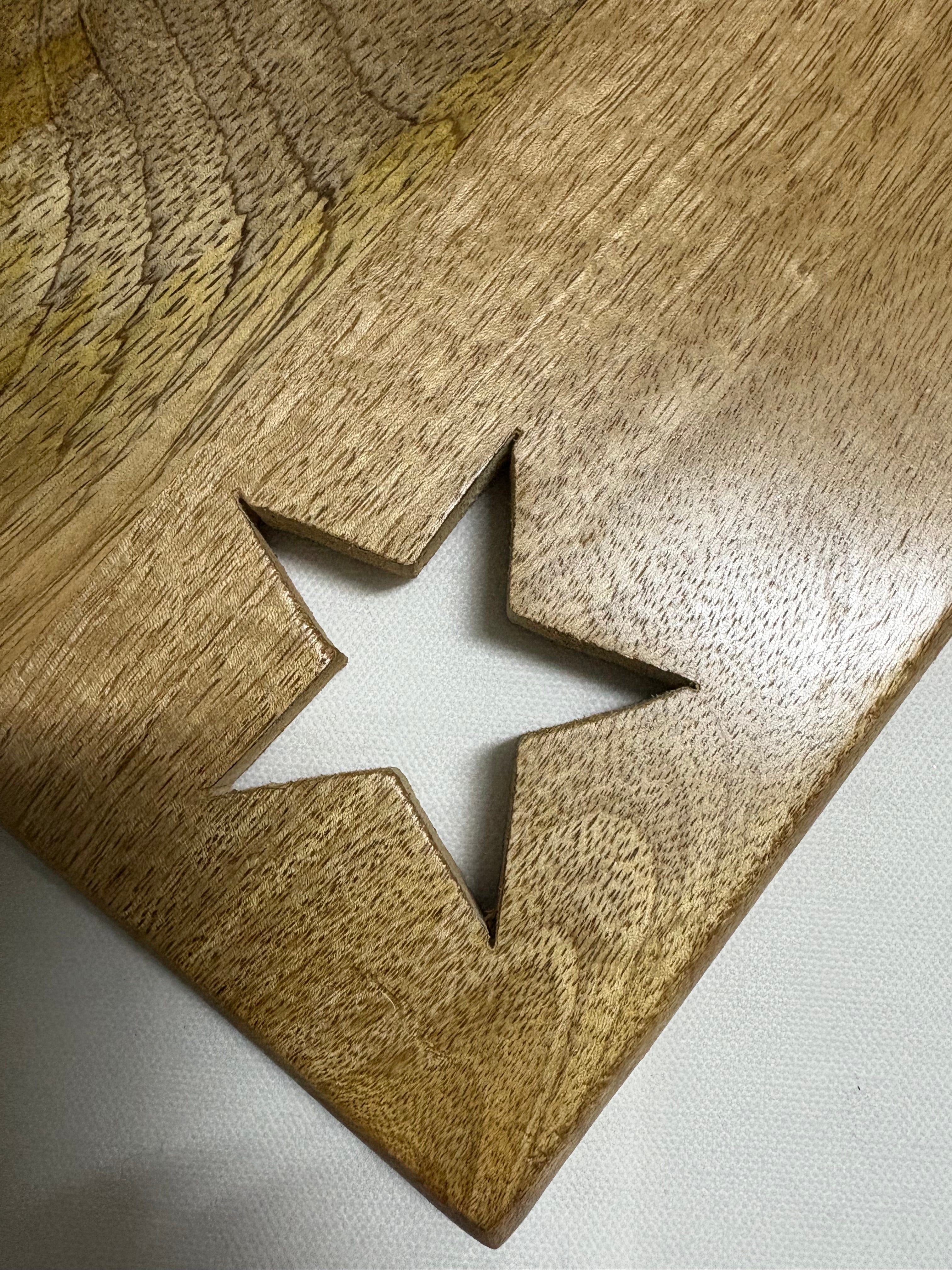 Large Wooden Chopping / Serving Board with Cut Out Star