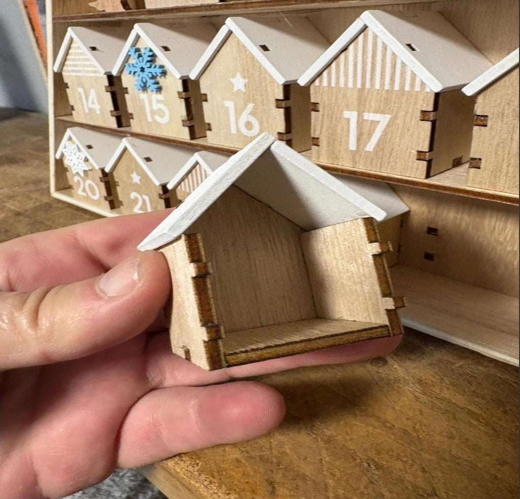 Large Wooden Houses Re-useable Advent Calendar Christmas Countdown