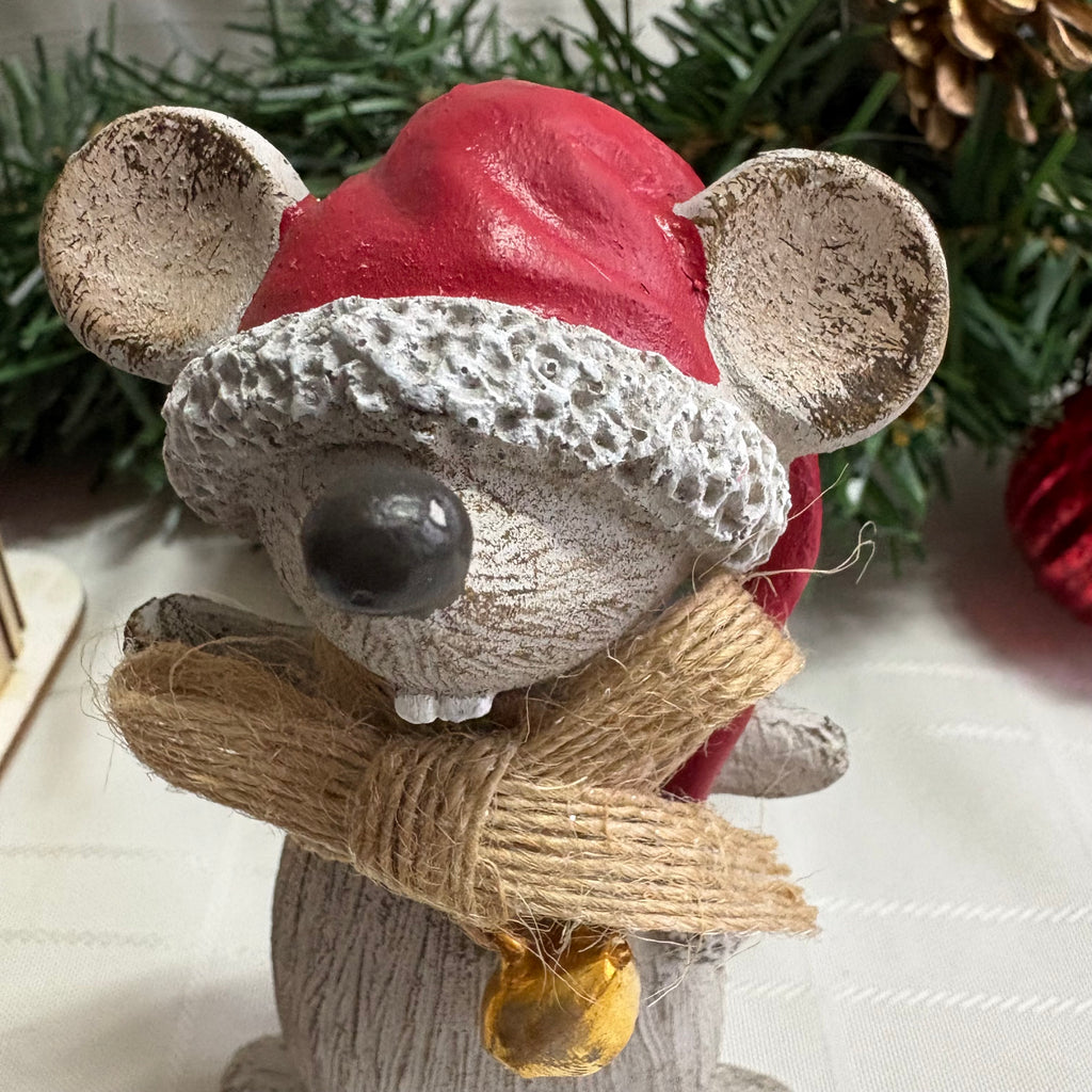 Standing Mouse With Santa Hat Christmas Ornament - 2 Sizes