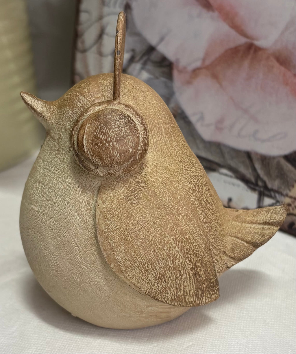 Pair of Chunky Wooden Bird Ornaments - Hat / Ear muffs