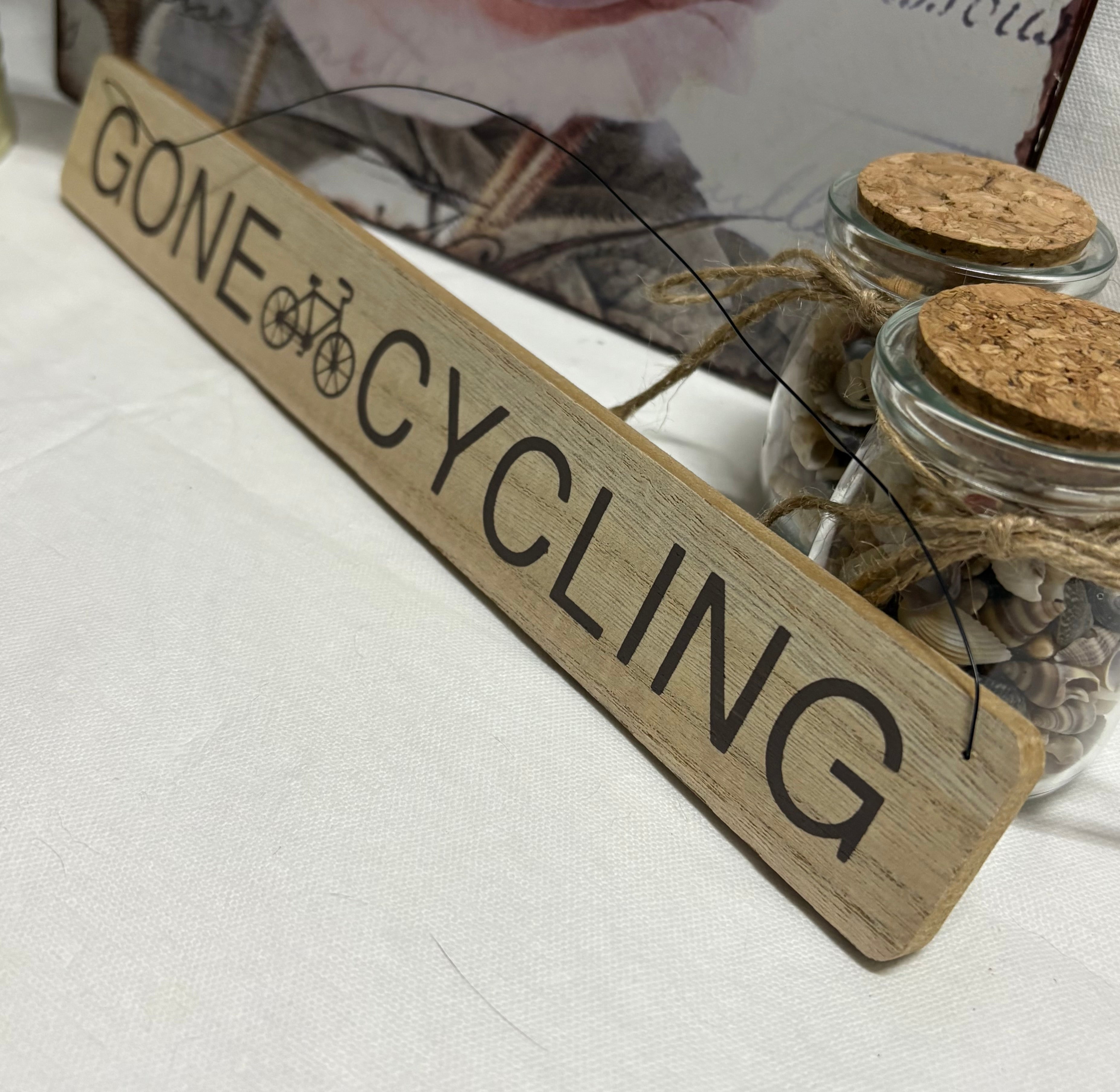 Wooden "Gone Cycling" Sign, 30cm