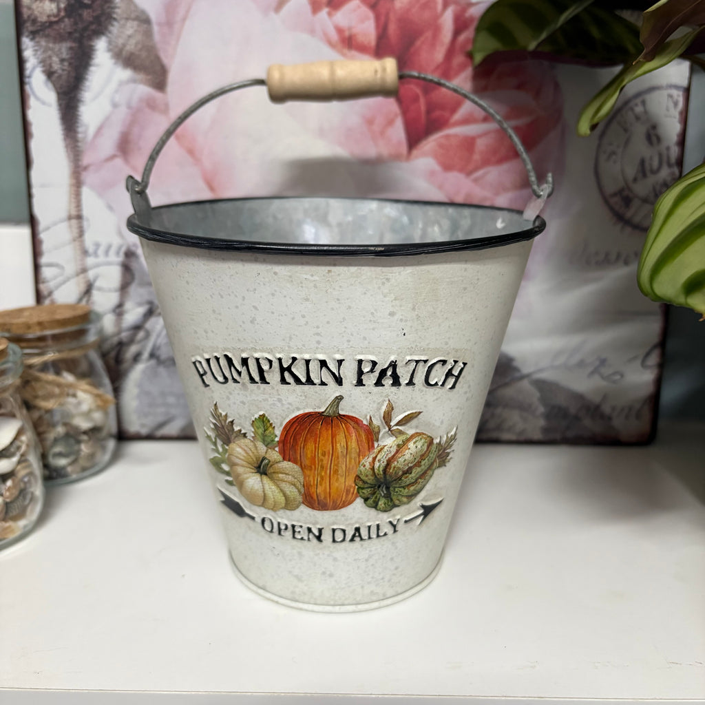 Pumpkin Patch Metal Bucket Planter
