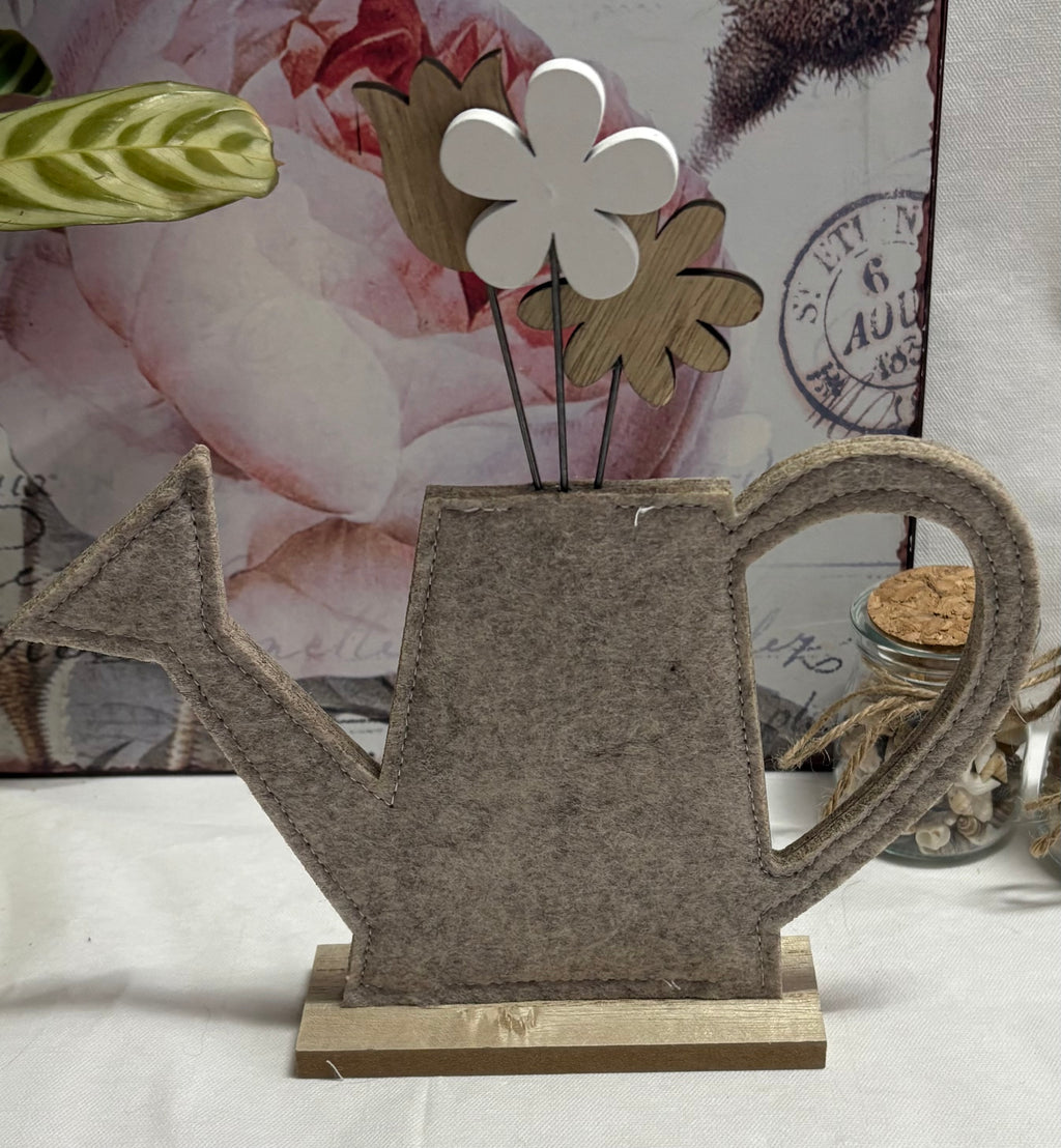 Watering Can with Floral Arrangement Ornament, 25cm
