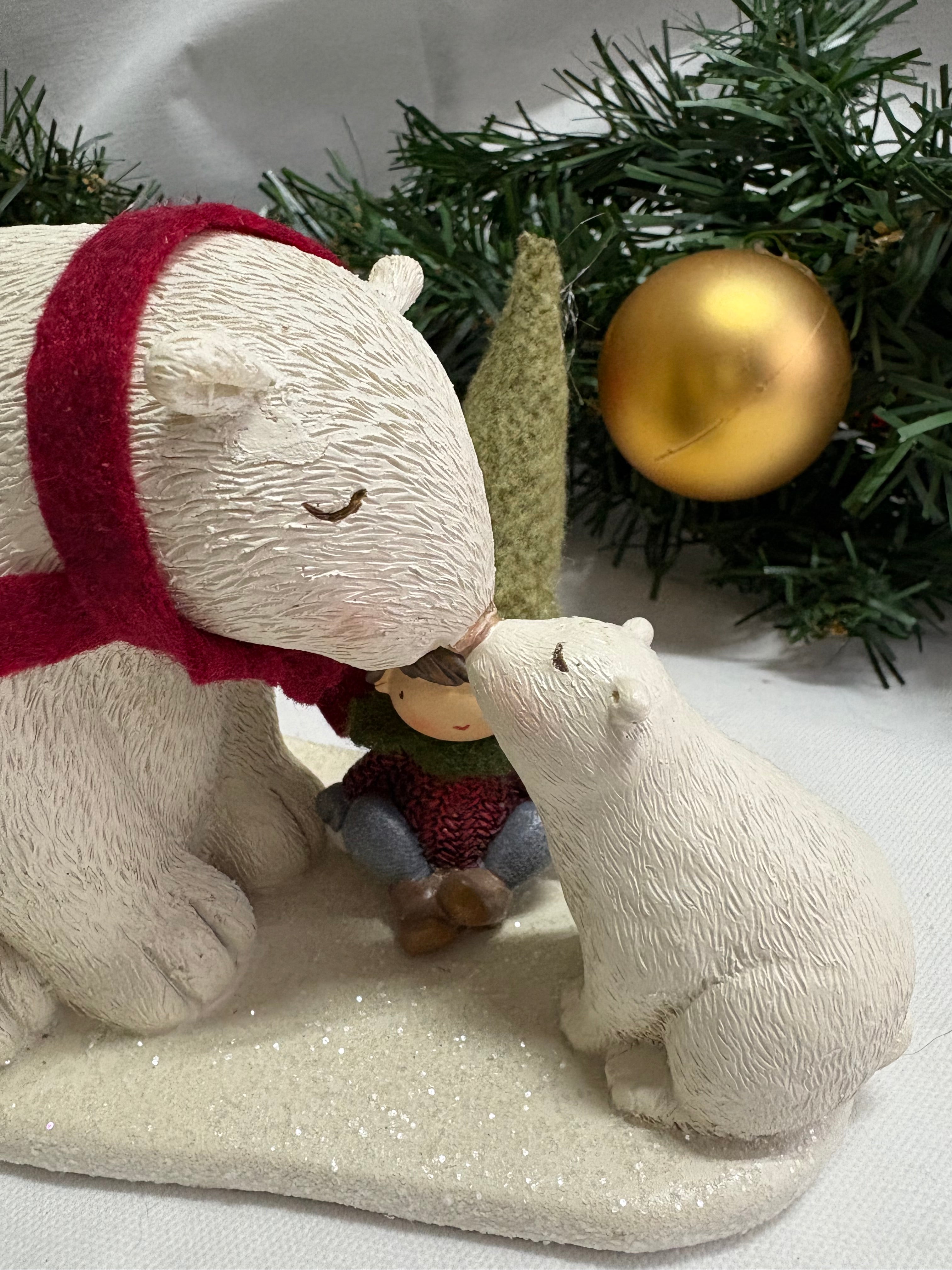 Mother & Baby Polar Bear Resin Christmas Ornament