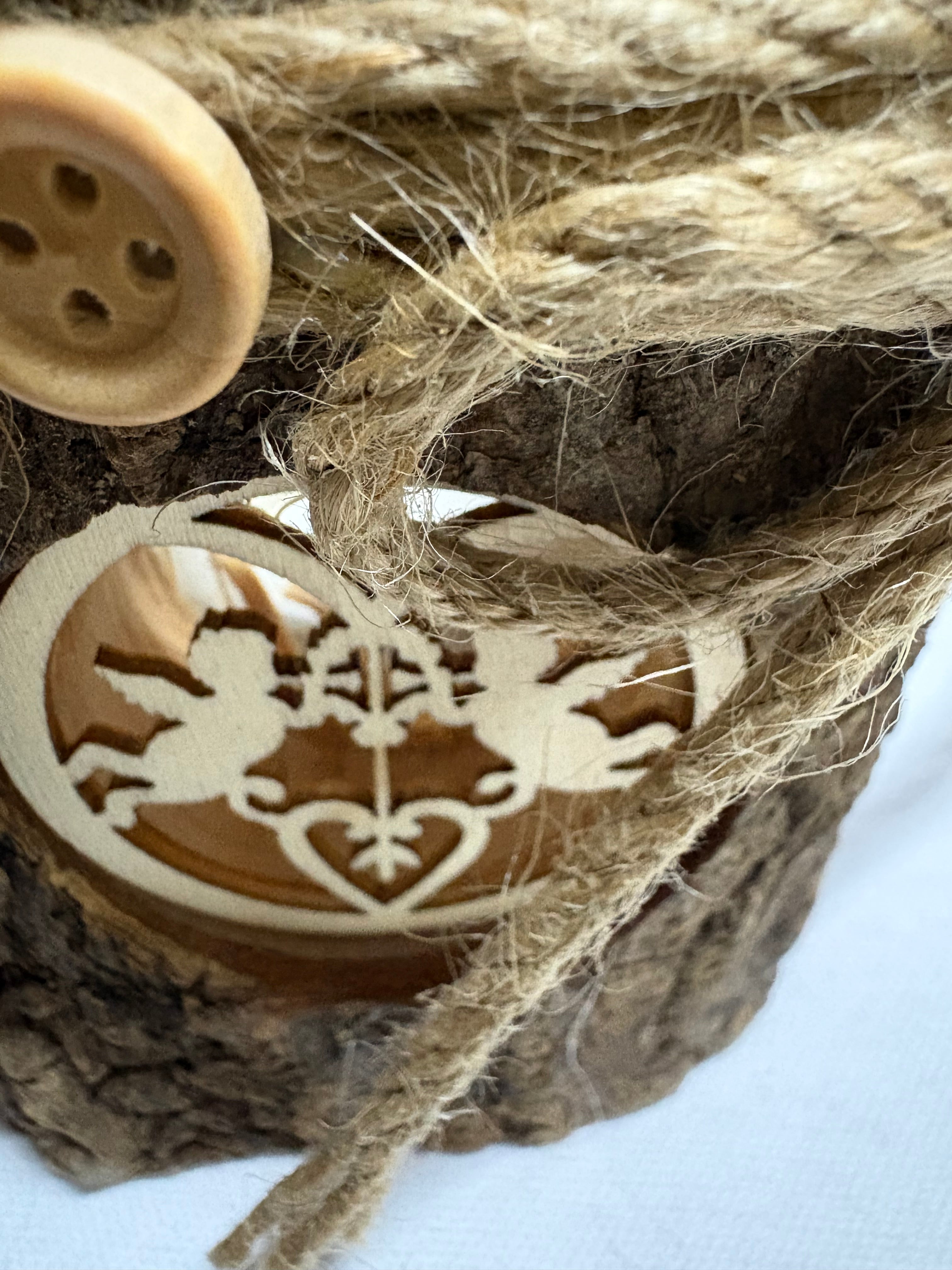 Bark Candle Holder with Deer or Cherub Cutout Design