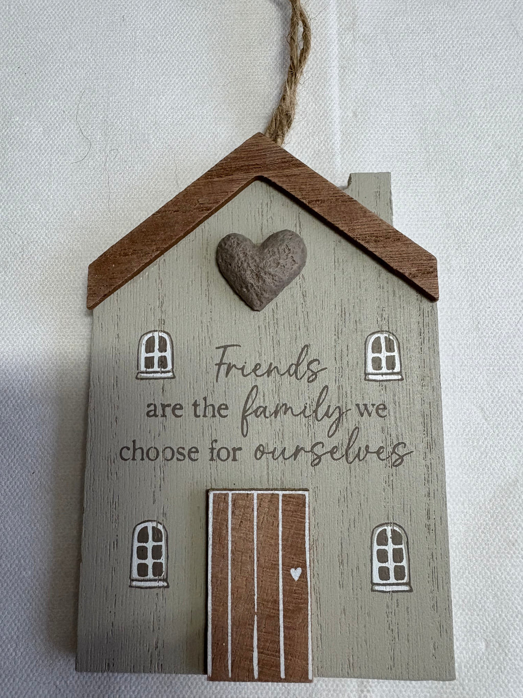 Set of 4 x Wooden House Hanger Ornaments, 12cm