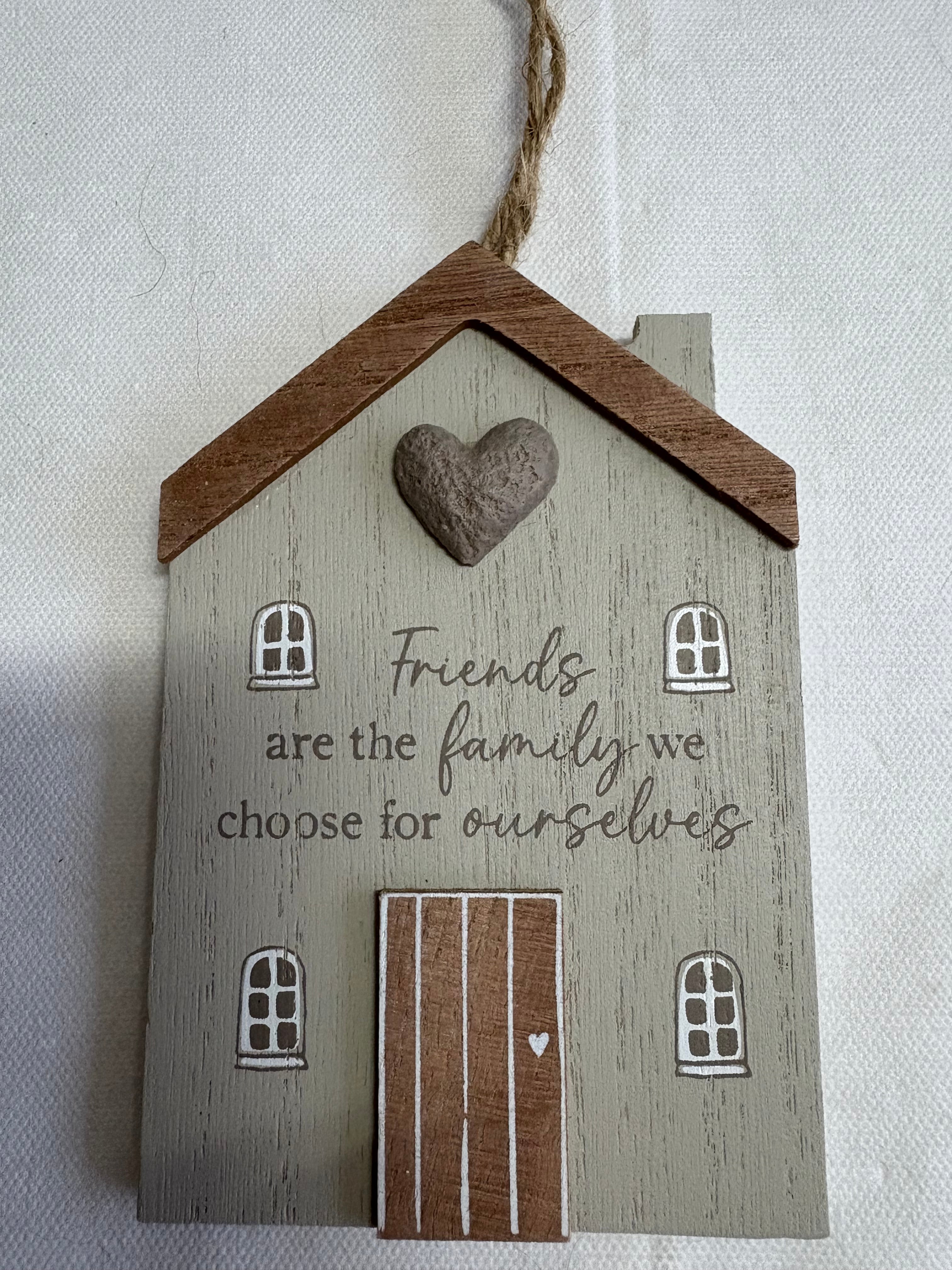 Set of 4 x Wooden House Hanger Ornaments, 12cm
