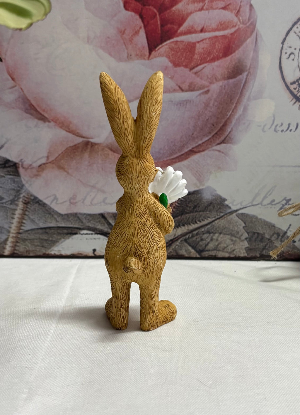 Standing Brown Bunny with Daisy Rabbit Hare Figure Ornament