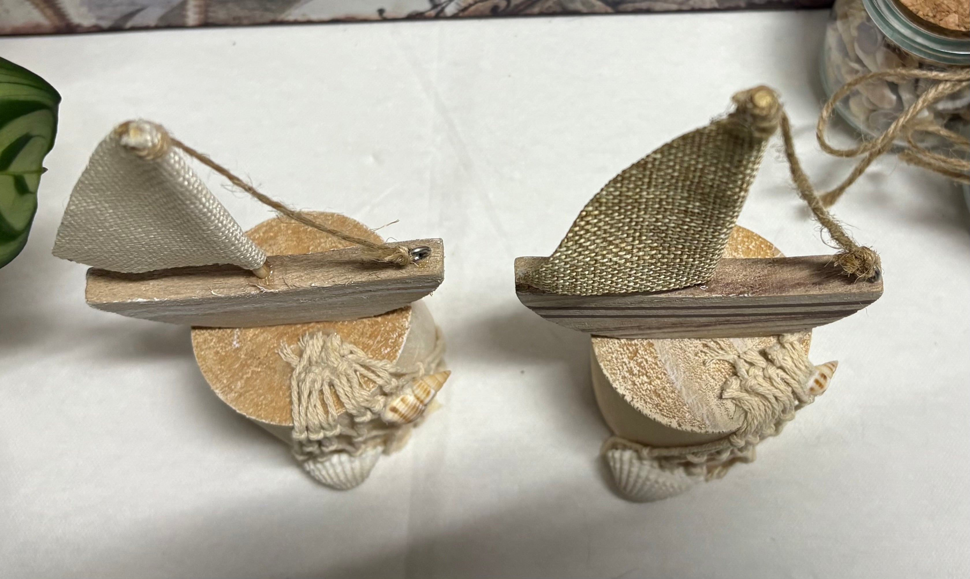 Pair of Natural Sailing Boat Ornaments
