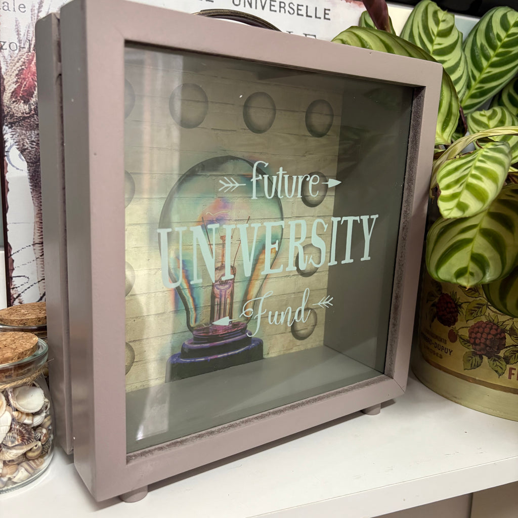 Large Wooden University Fund Money Box