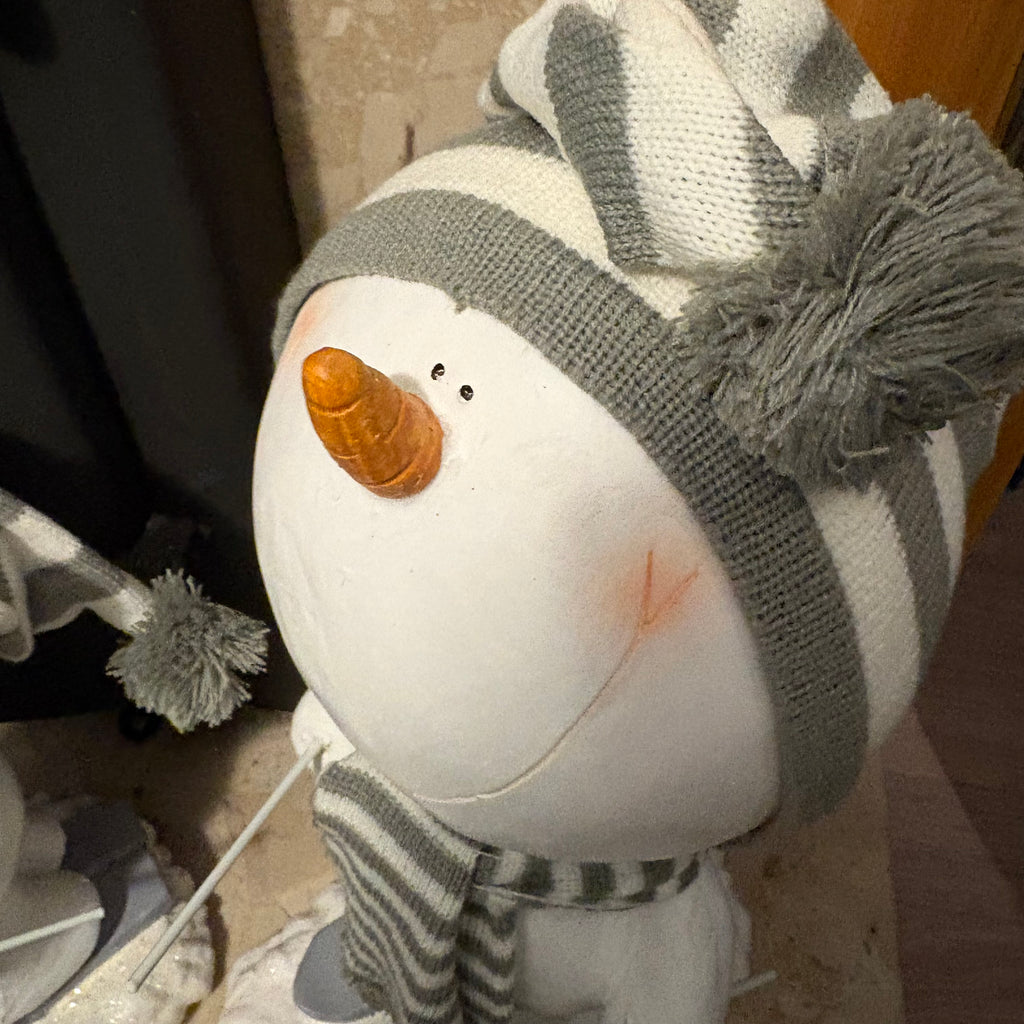 Pair of Resin Skiing Snowman Figures