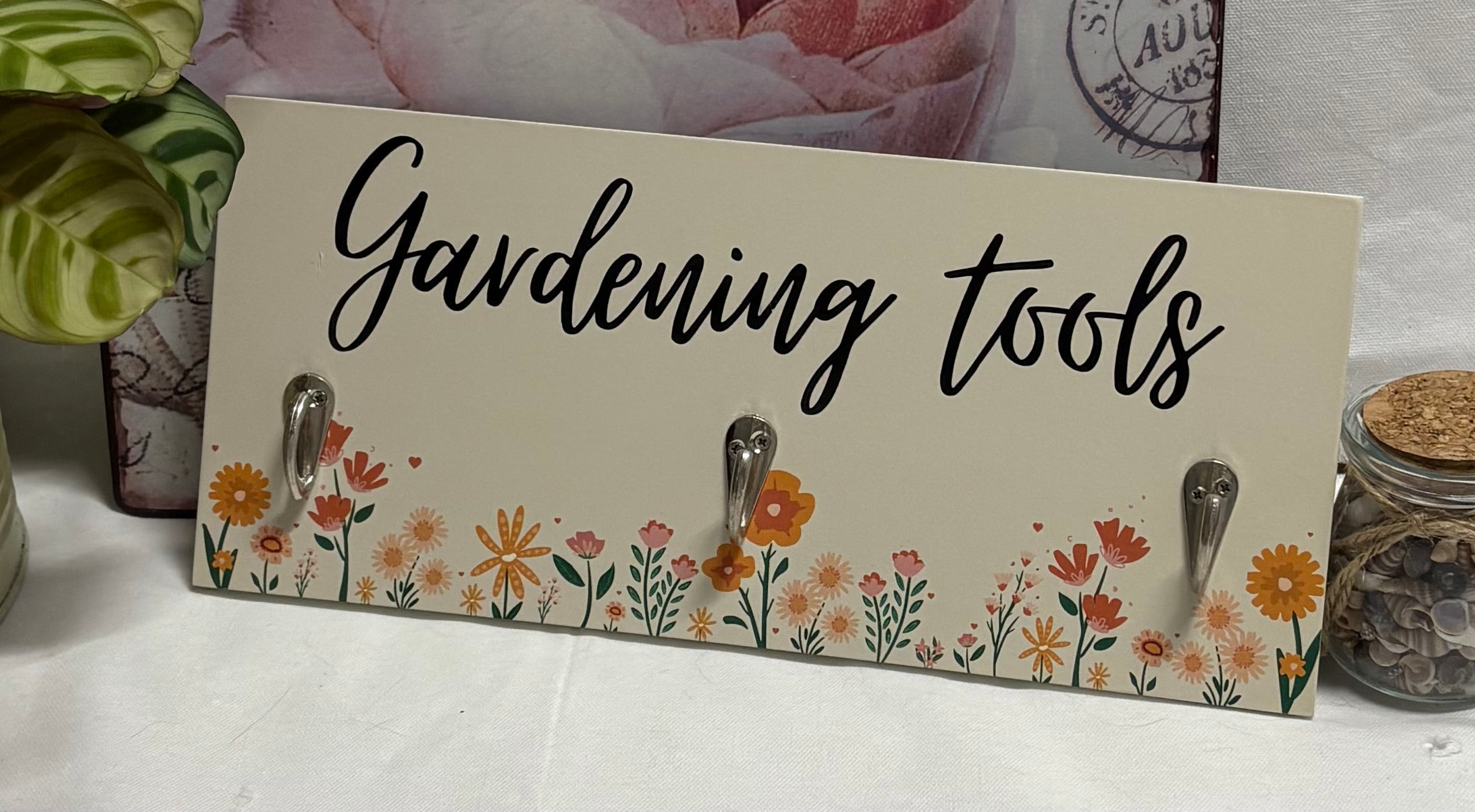 Gardening Tools And Hook Sign, 29.5cm