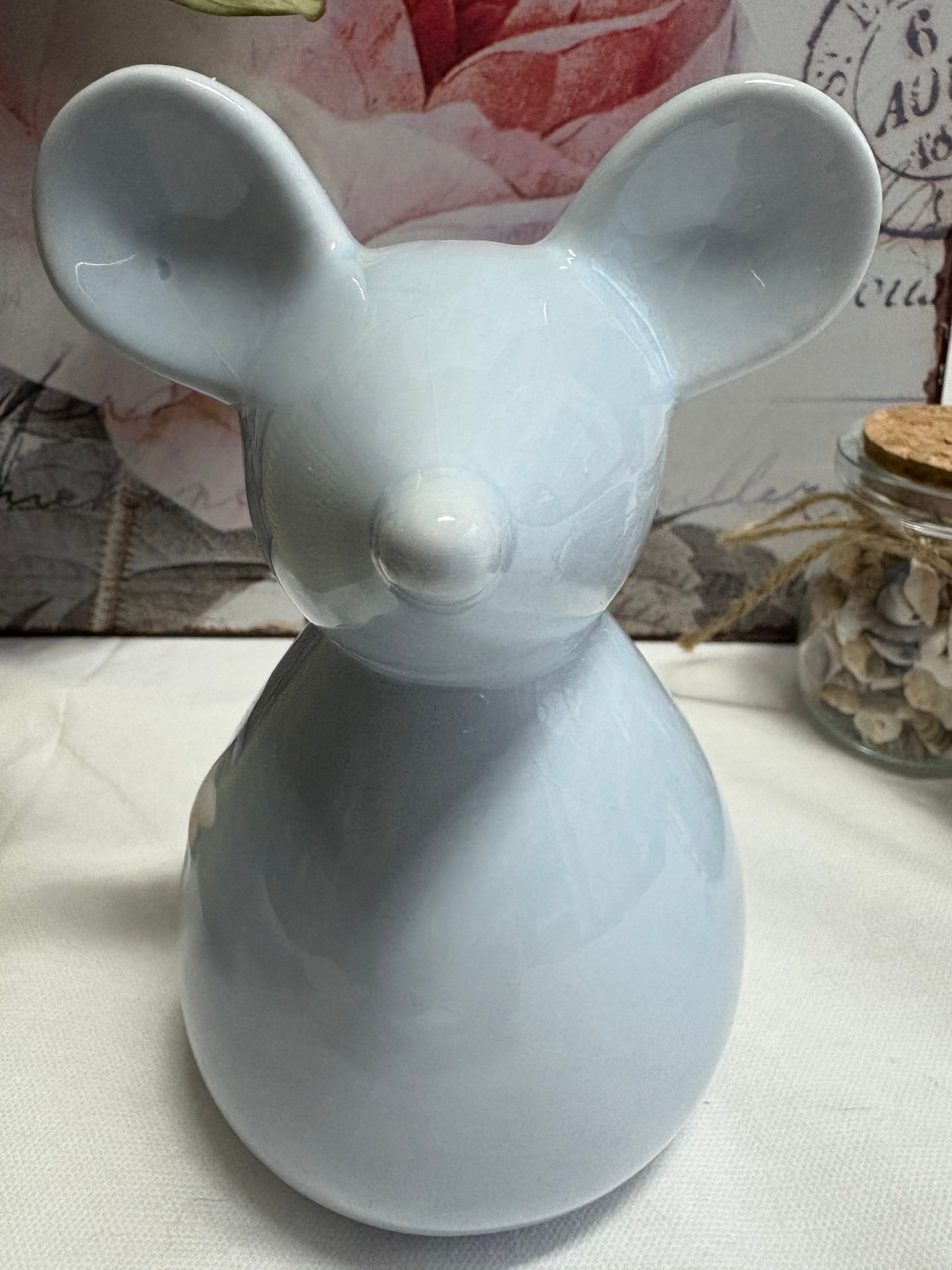 Large Blue Ceramic Mouse Ornament